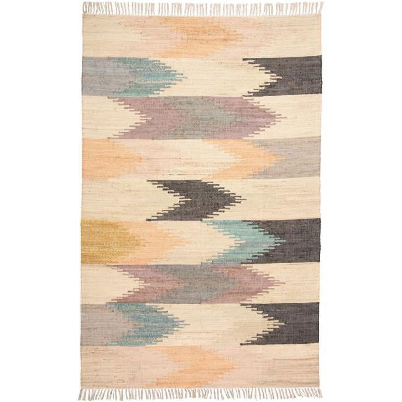 Miska Modern Bohemian Blue Geometric Wool Area Rug 2'x3'