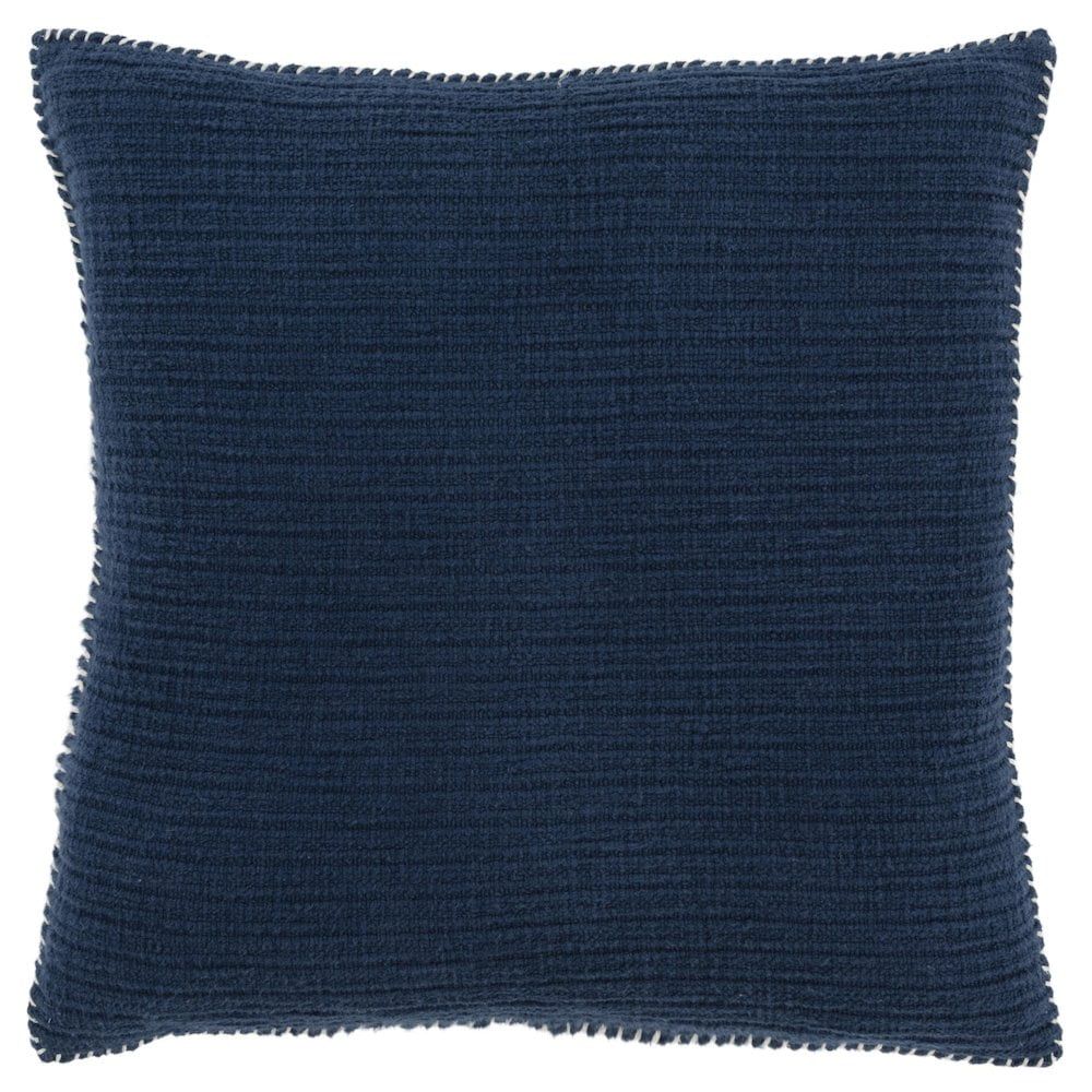 Navy Blue Striped Cotton 22" Square Throw Pillow