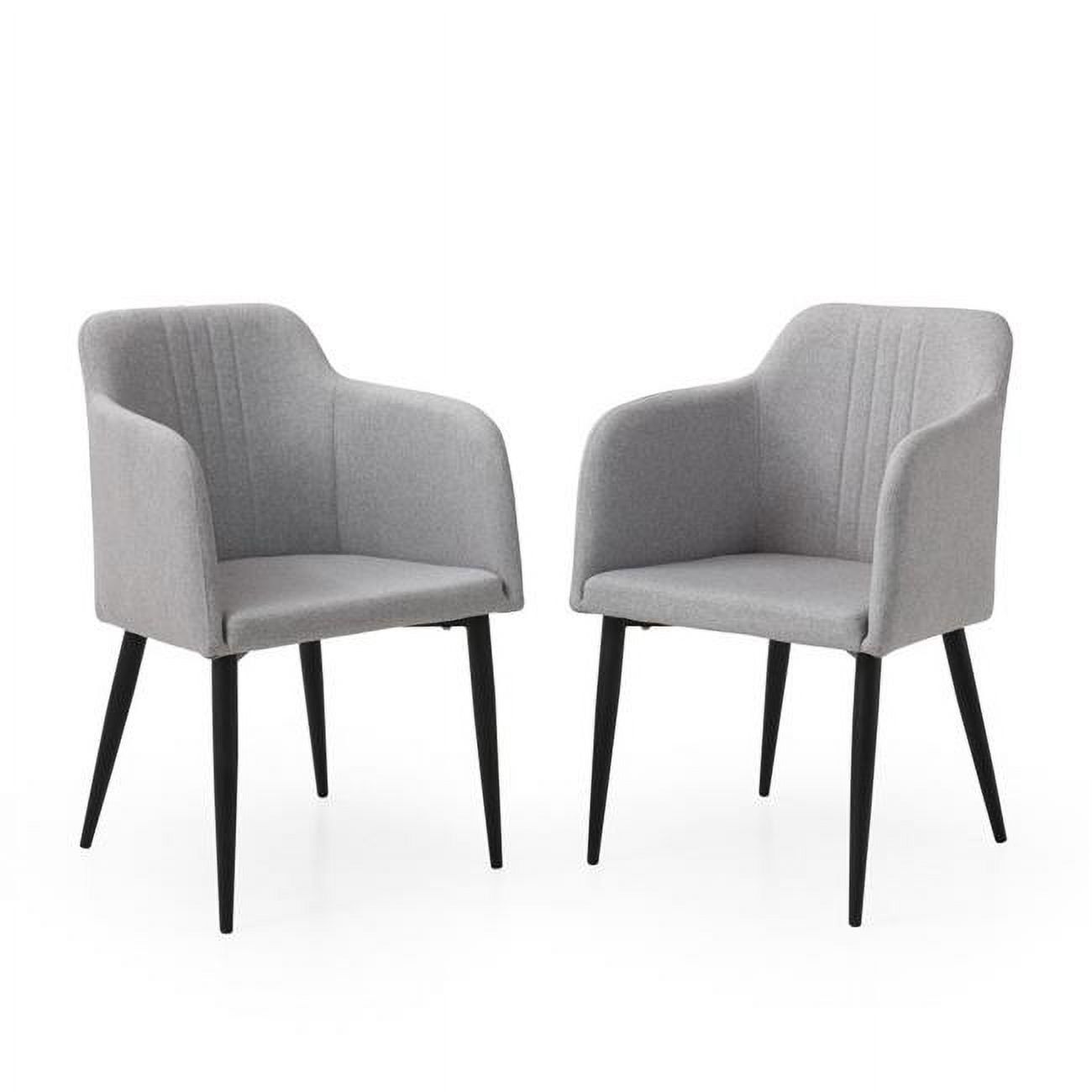 Light Gray and Black Polyester Upholstered Accent Chairs with Metal Legs, Set of 2