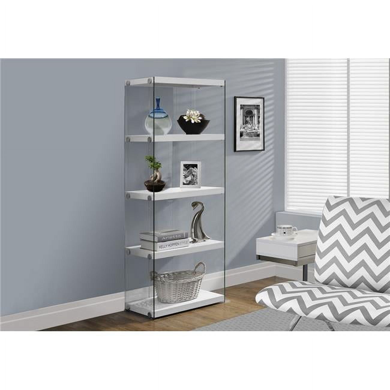 Elegant White 4-Tier Particleboard Etagere Bookcase