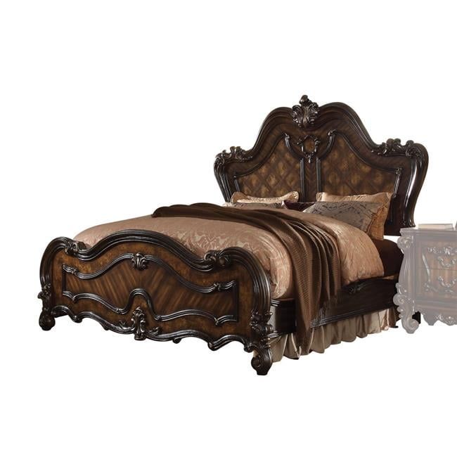 Regal Cherry Oak Queen Bed with Nailhead Trim and Storage Drawer