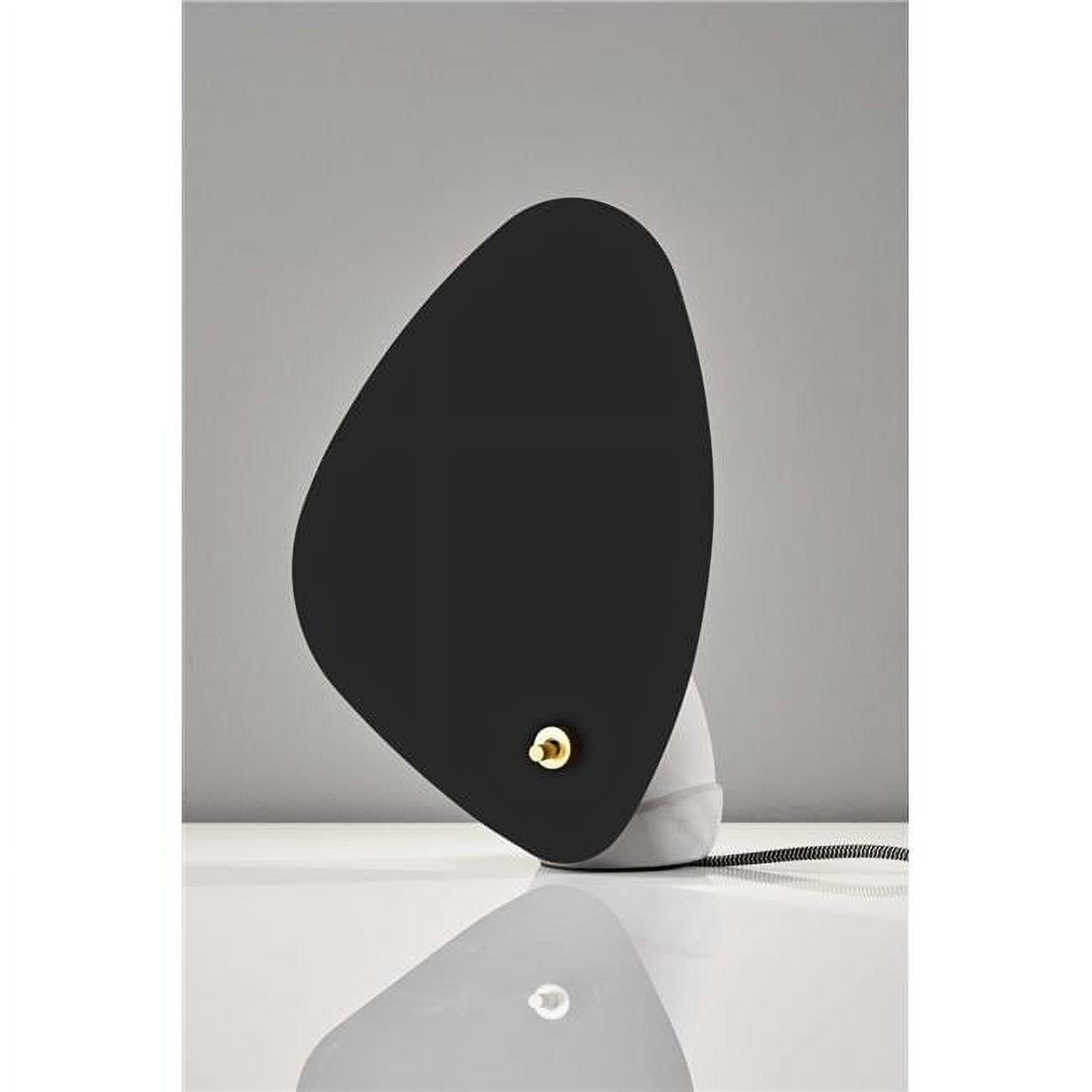 Modern Black Fin Concrete Table Lamp with Brass Switch