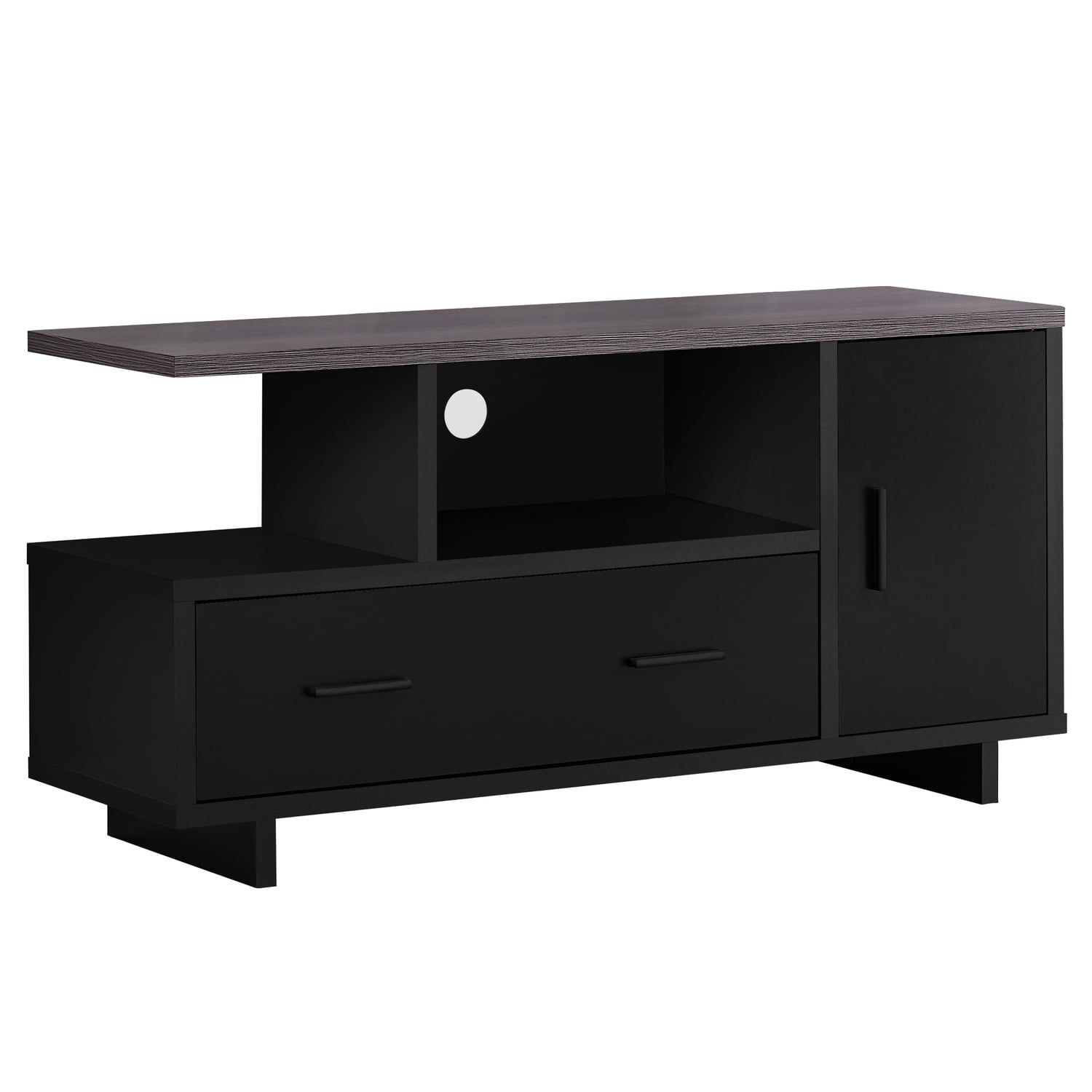 Black and Gray Two-Toned TV Stand with Storage, 47.25 in