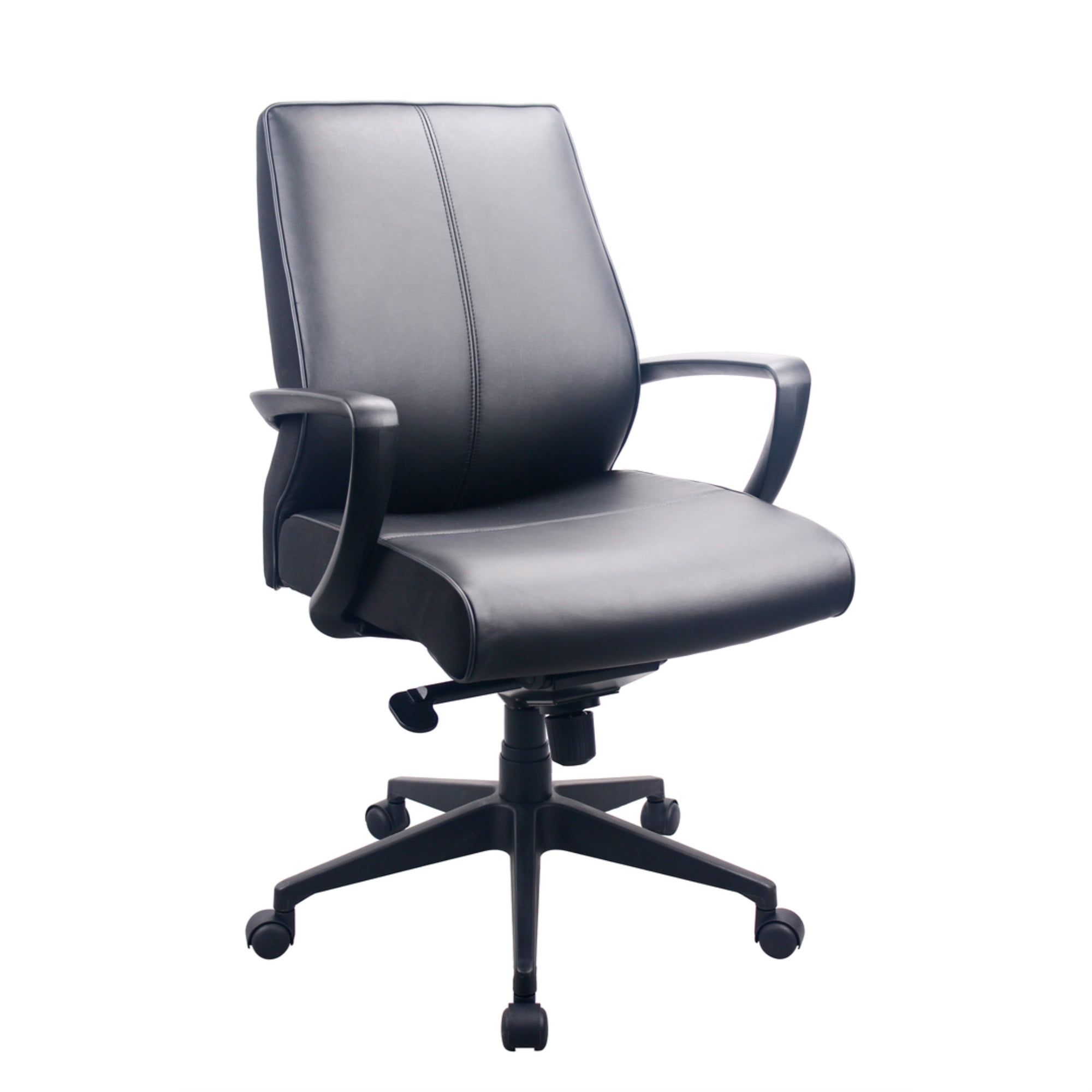 Black Faux Leather Swivel Task Chair with Fixed Arms