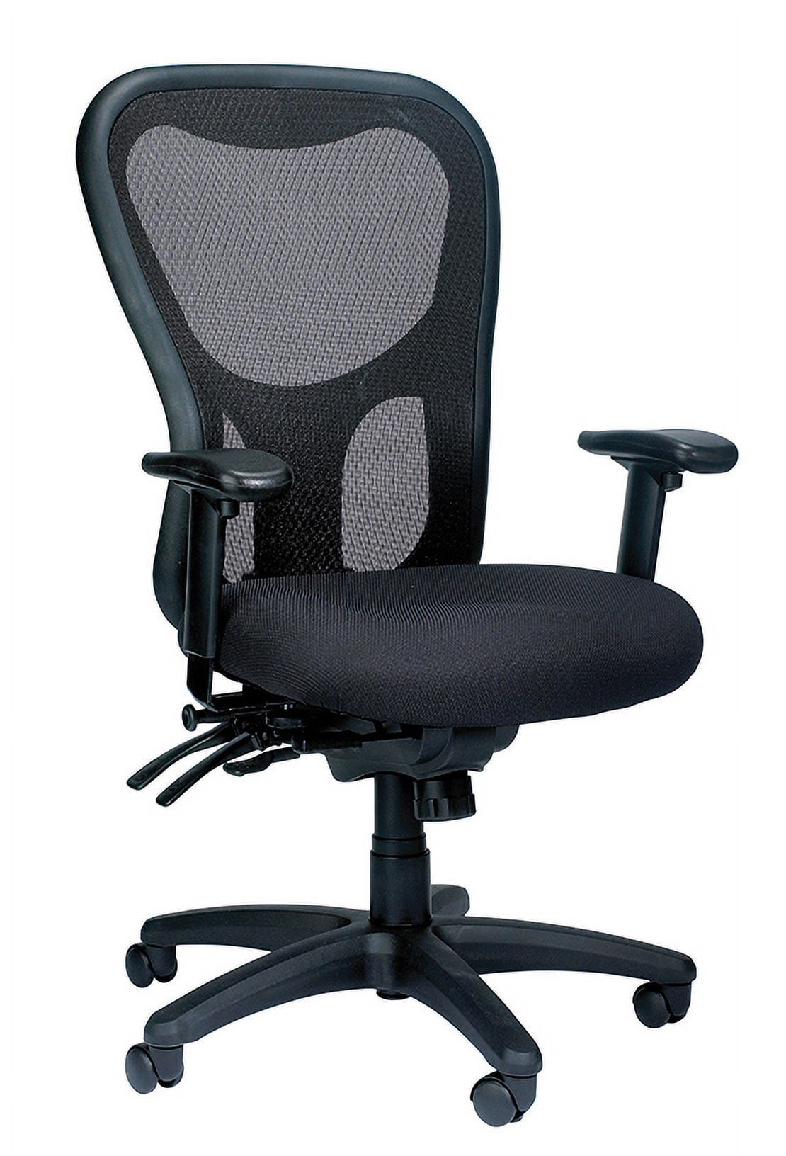 26" Black Mesh-Fabric Swivel Task Chair with Fixed Arms