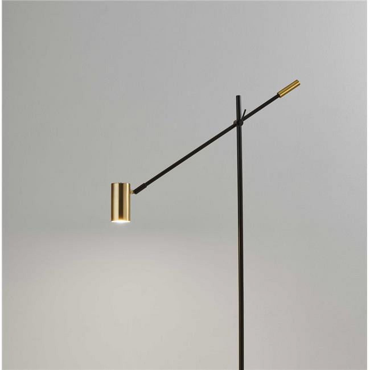 Adjustable Black Metal and Brass LED Floor Lamp