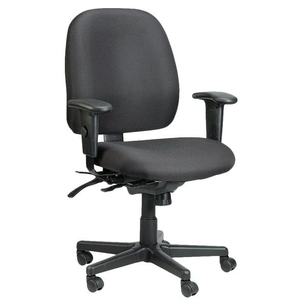 Adjustable Black Leather and Fabric Office Chair with Tilt Control