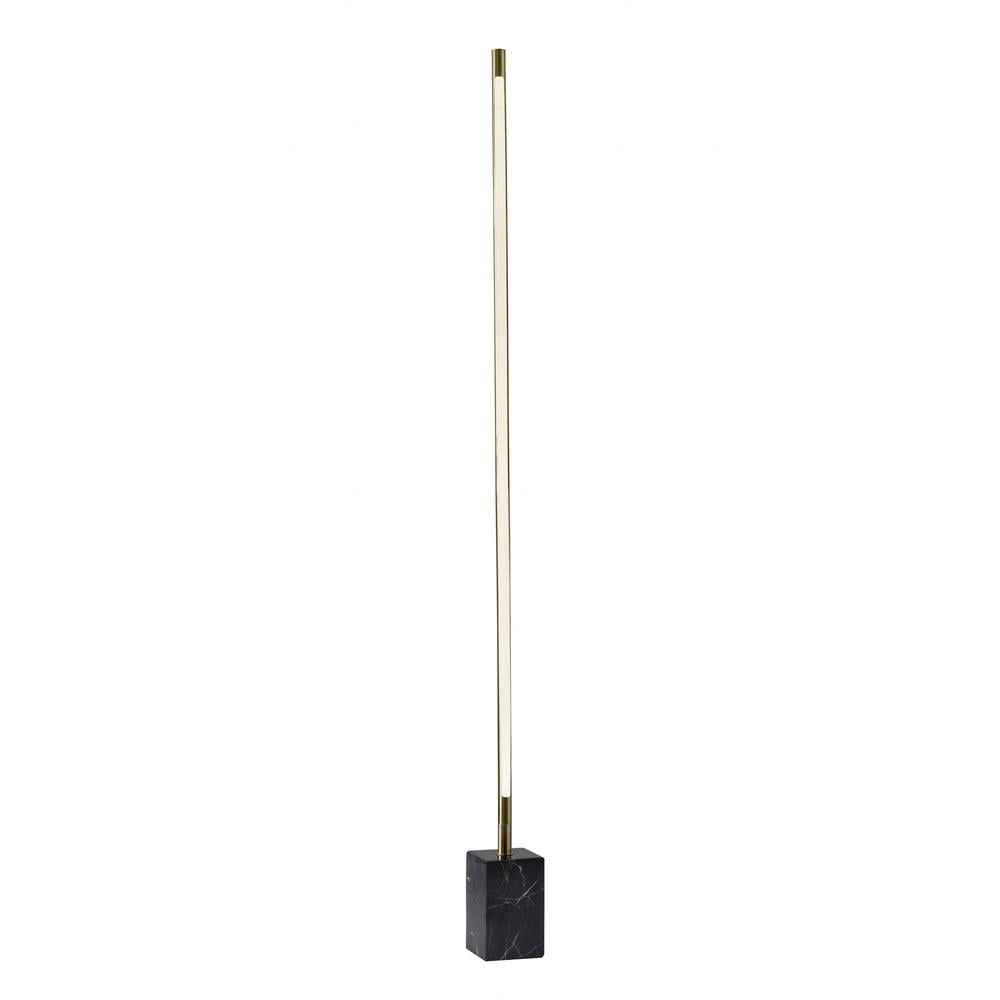 Antique Brass and Black Marble LED Floor Lamp with Dimmer