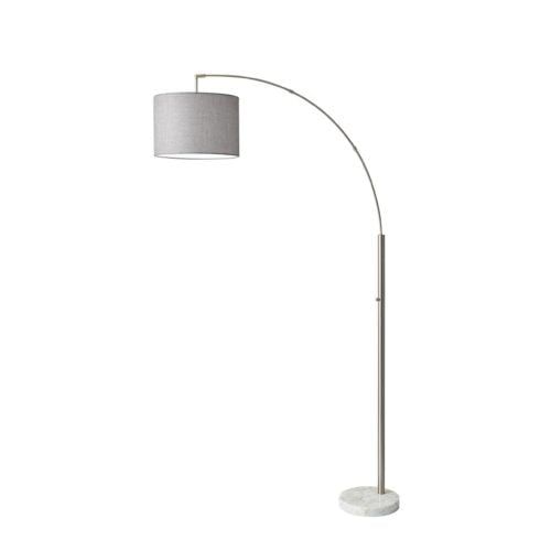 Elegant White Marble Base Arc Floor Lamp with Adjustable Grey Shade