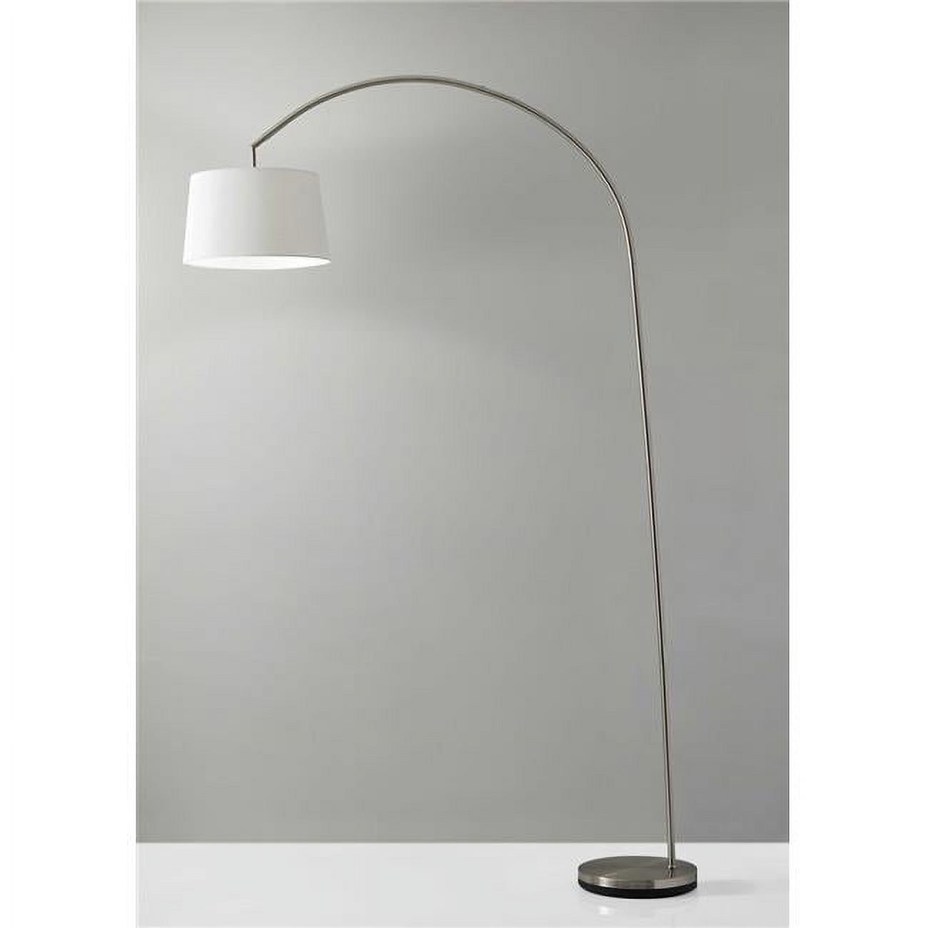 Modern Chic Black Arc Adjustable Floor Lamp with Burlap Shade