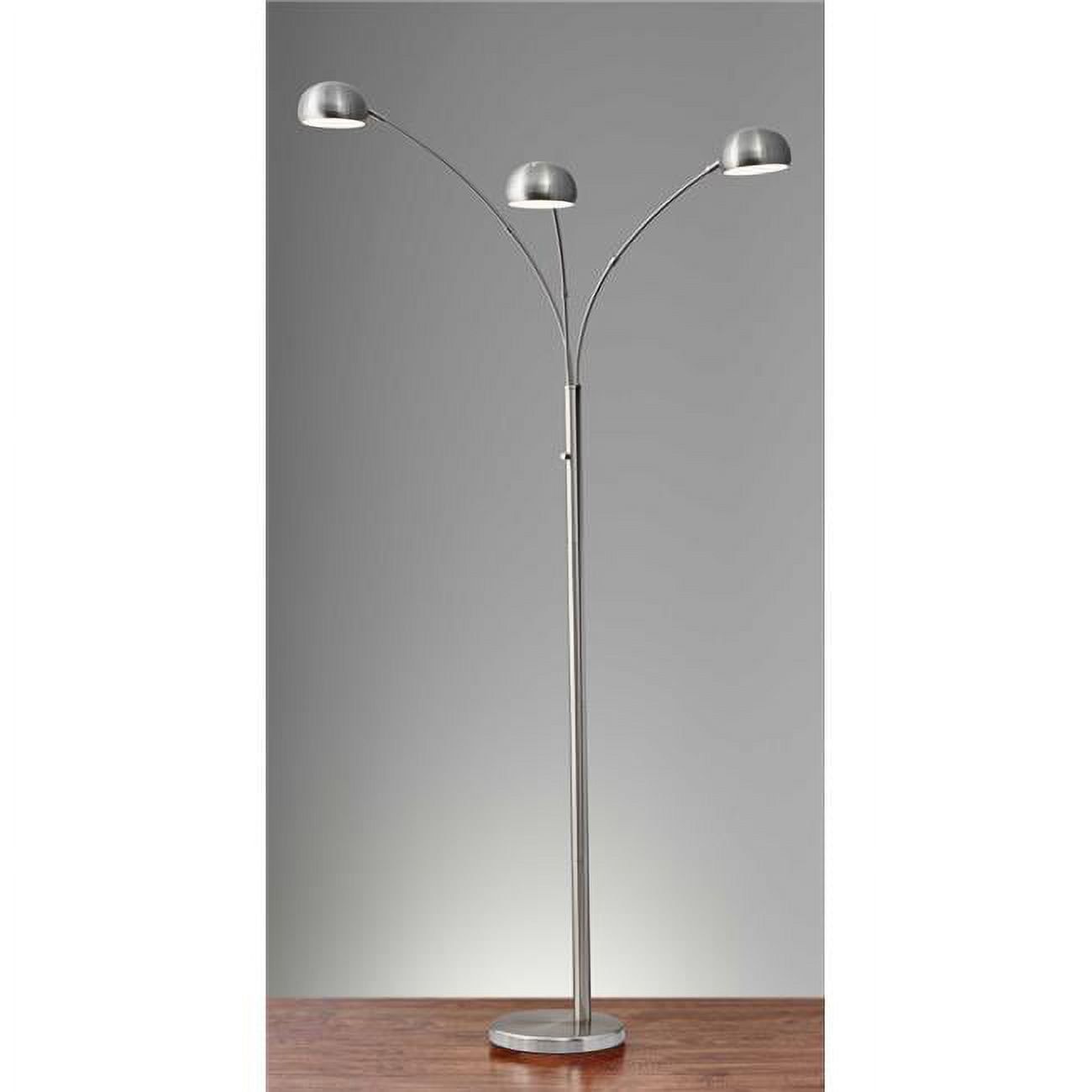 Sleek Silver Steel Arc Floor Lamp with Adjustable Orb Shades