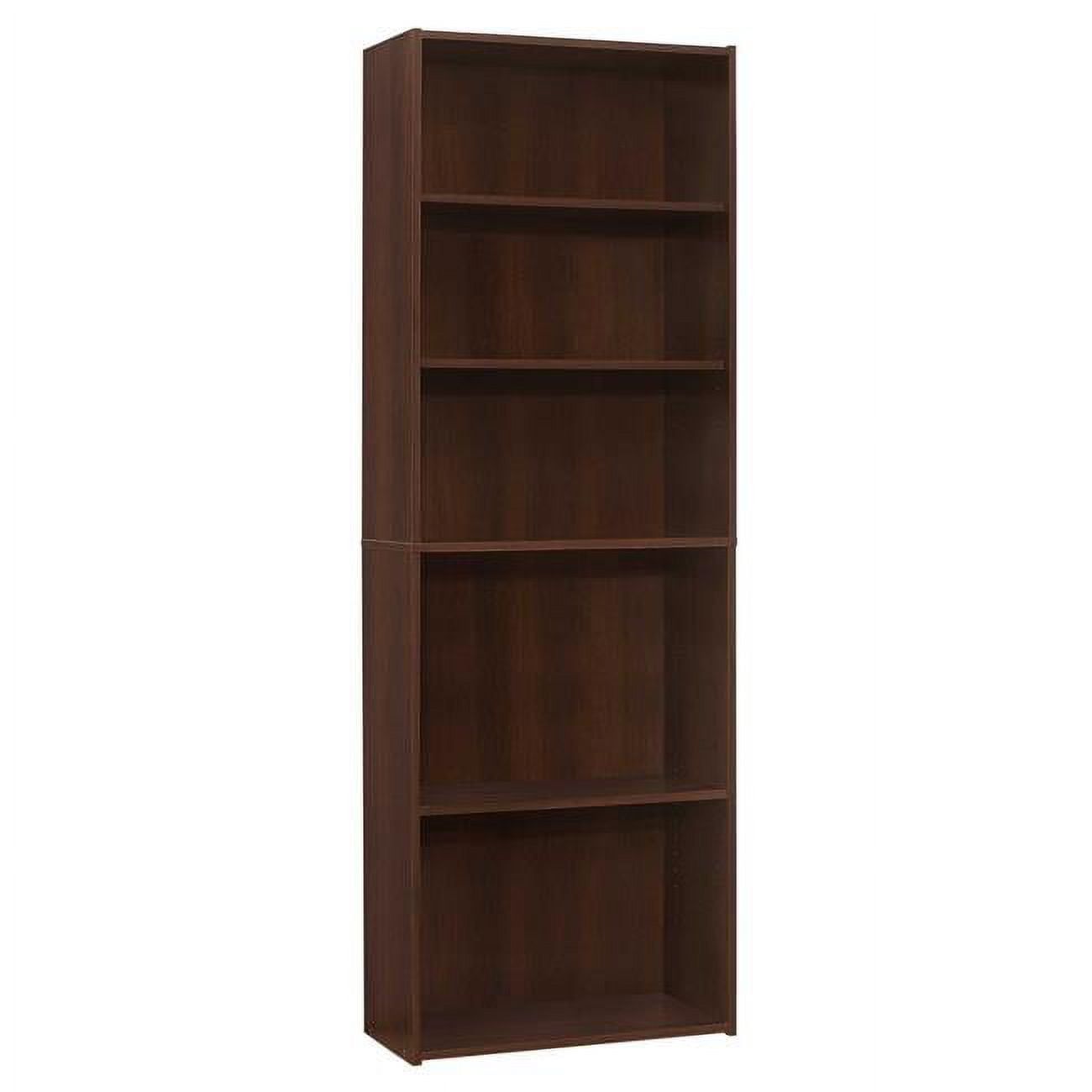 Cherry Adjustable 5-Tier Bookcase for Versatile Storage