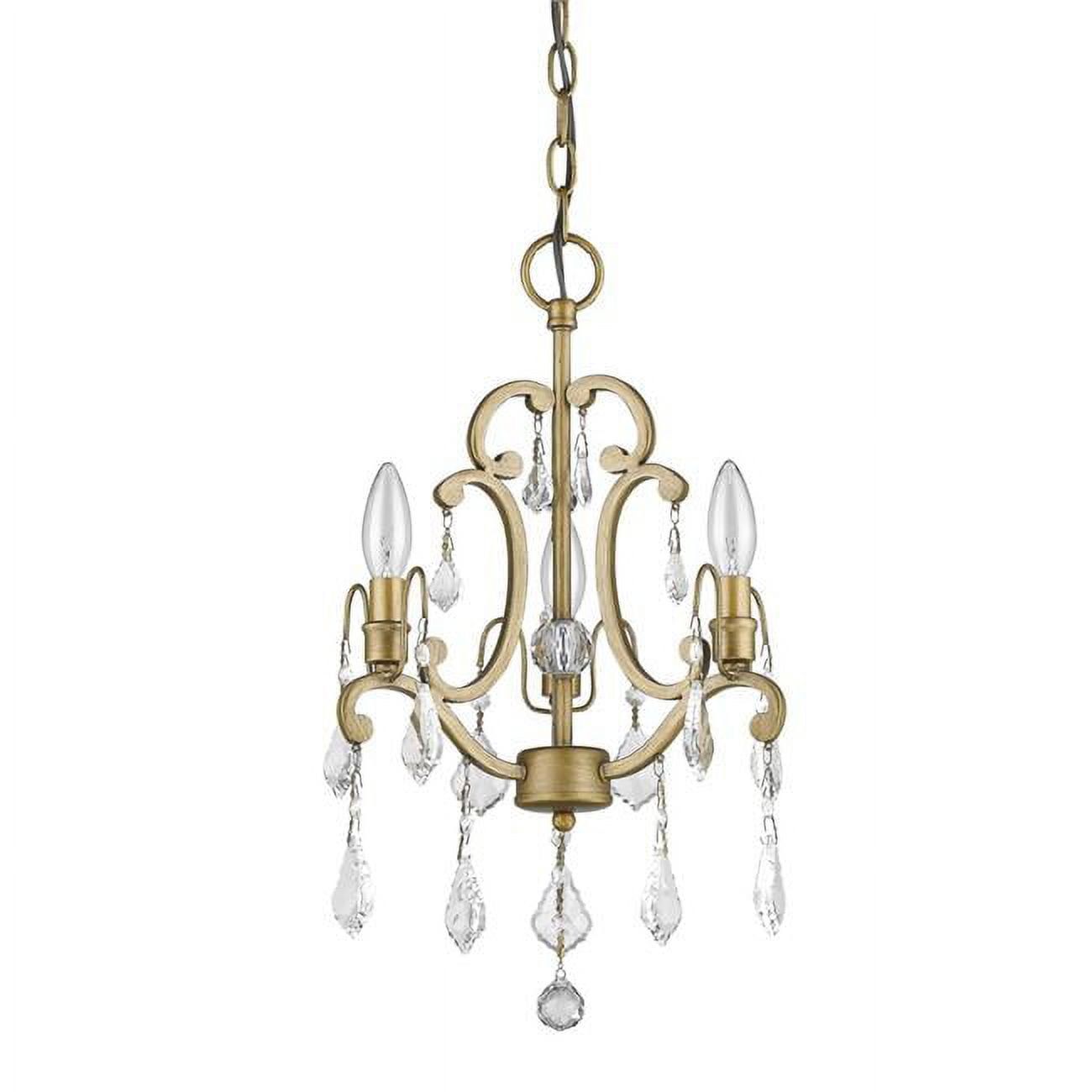 Regal Elegance 20'' Antique Gold Mini Chandelier with Crystal Accents