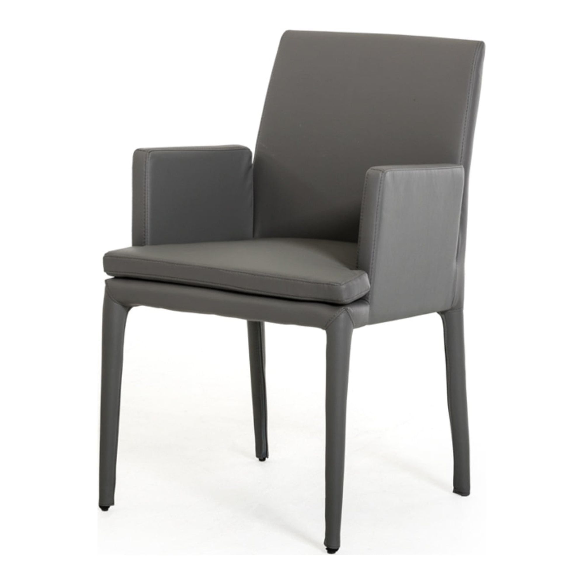 Uptown Grey Leatherette Upholstered Parsons Arm Chair