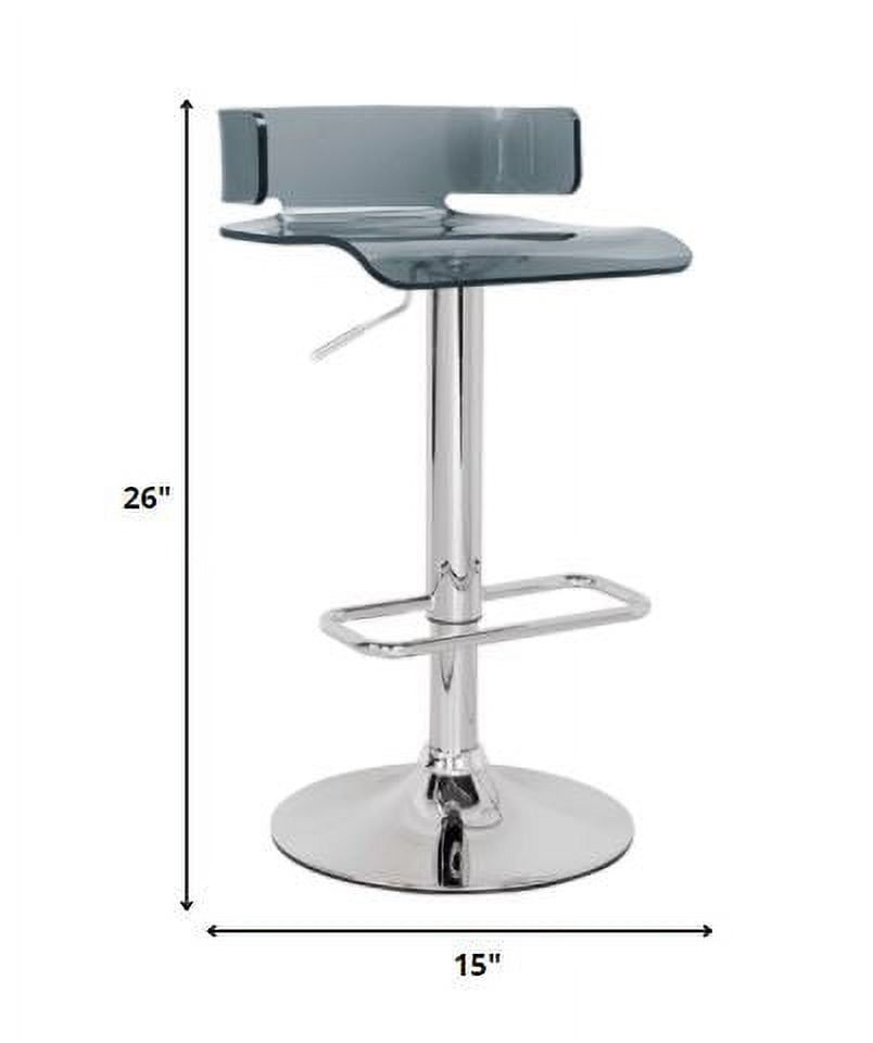 Chic Gray Acrylic & Chrome Adjustable Swivel Bar Stool