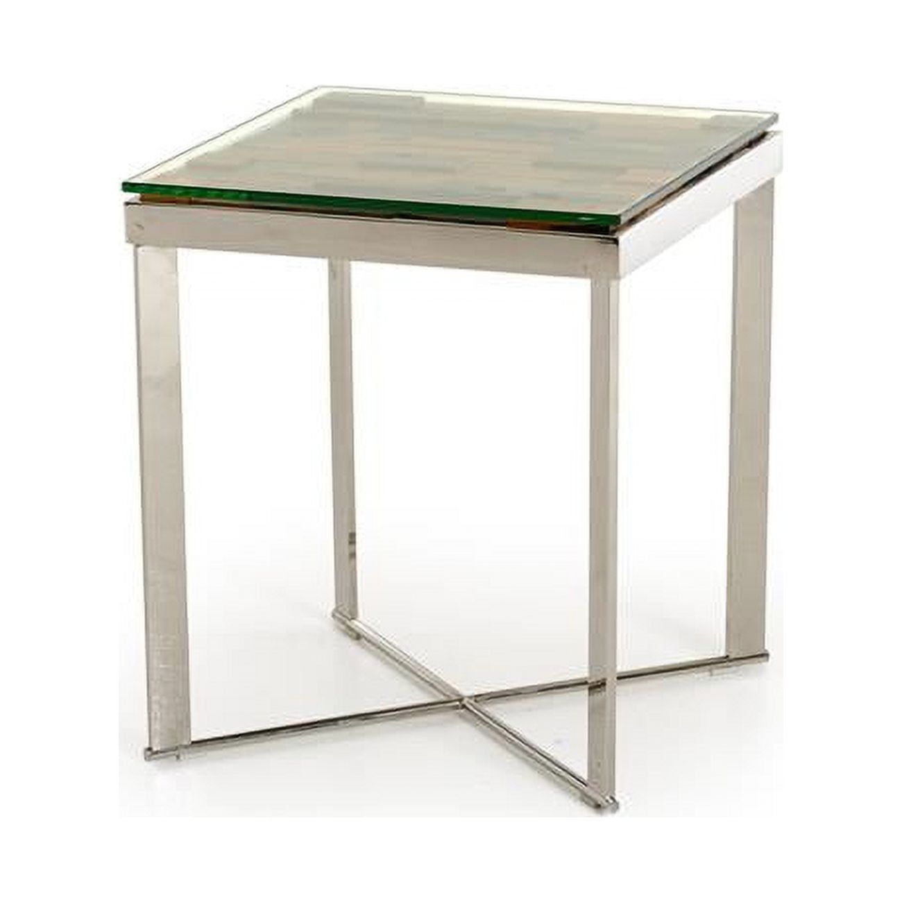 Sophisticated 22" Wood, Glass Mosaic, and Steel End Table