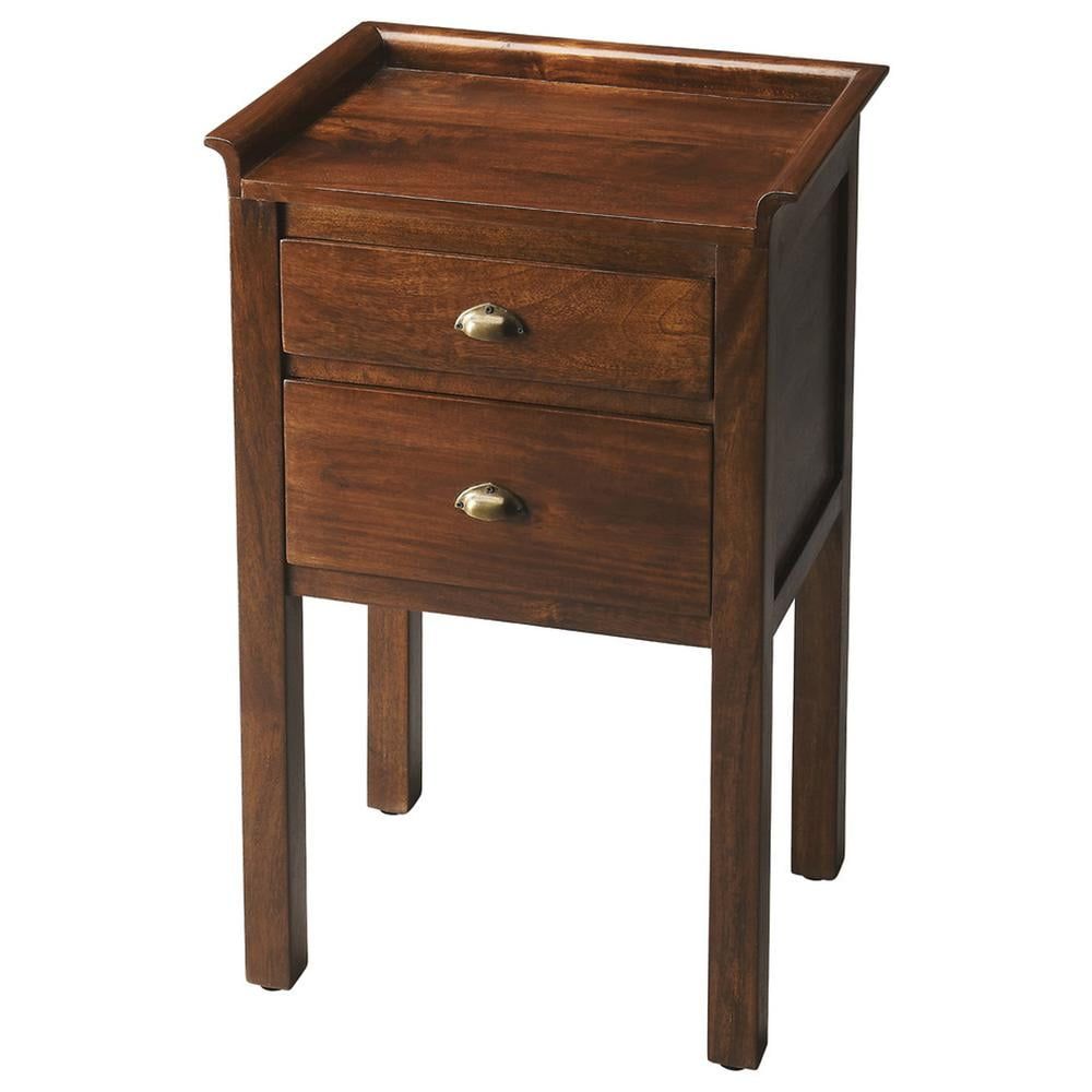 Gabriel Dark Brown Solid Wood Side Table with Storage