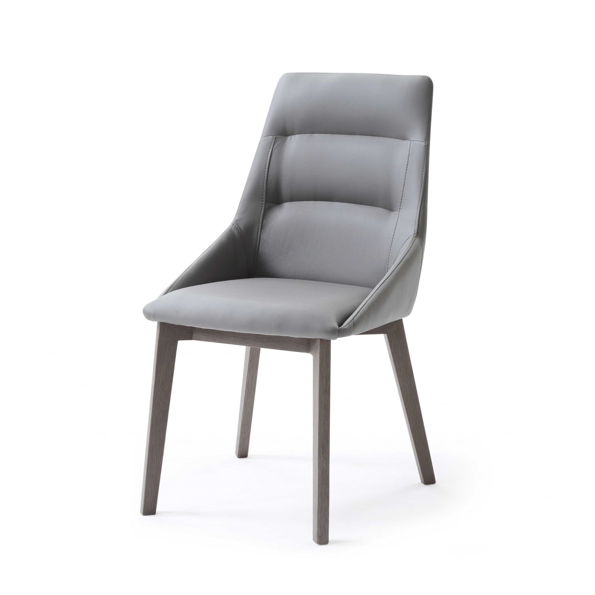 Contemporary Gray Faux Leather & Metal Dining Chair - 25"x20"x35"