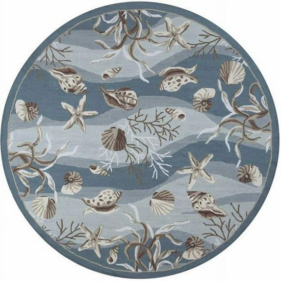 Sonesta Seafoam Shells 90" x 114" Hand-Hooked Polyester Rug