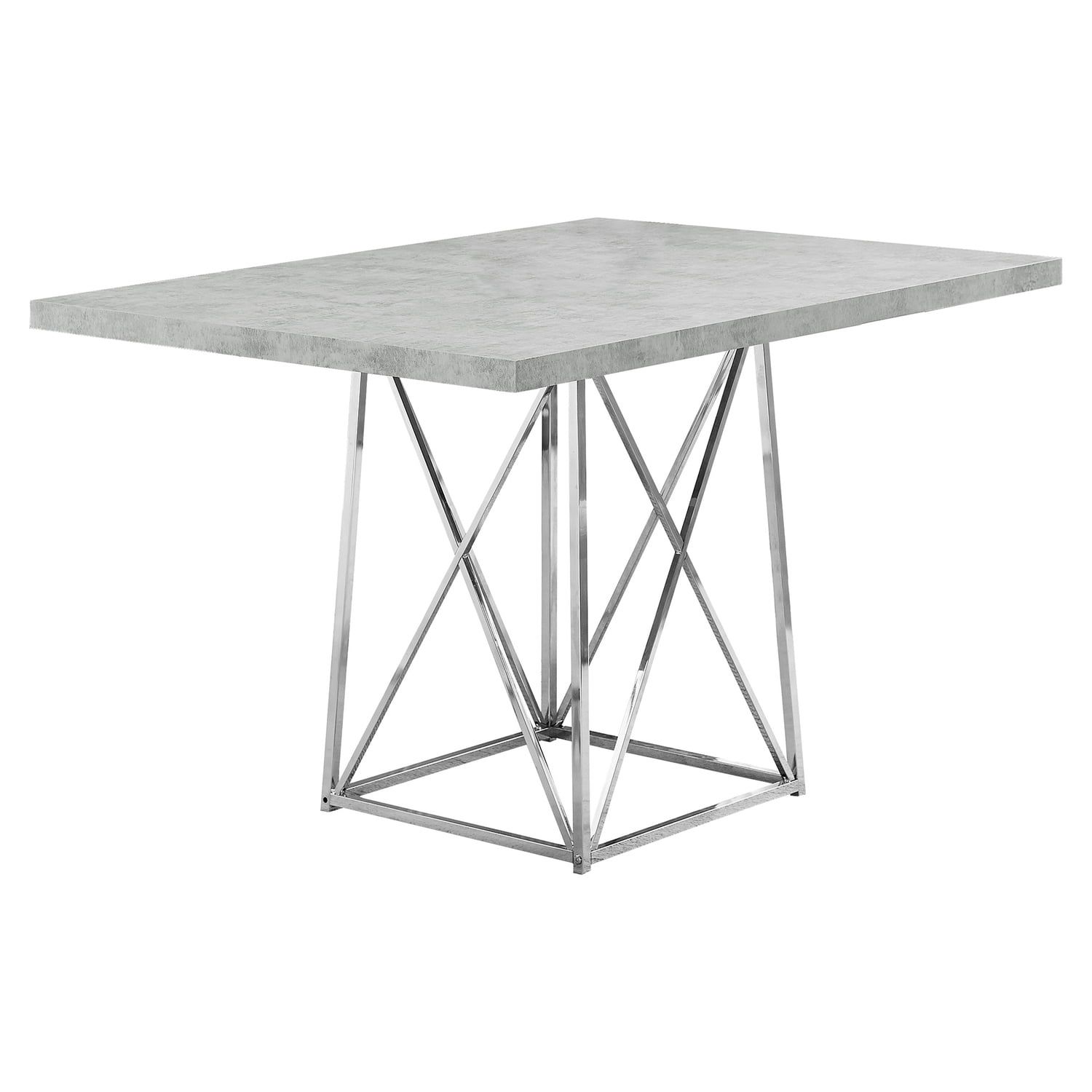 Contemporary 36" x 48" Grey Particle Board and Chrome Metal Dining Table