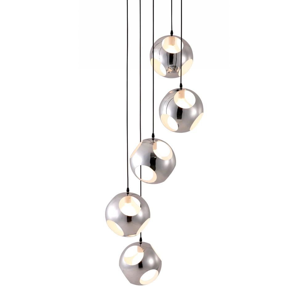 Elegant Silver Globe Island Pendant Light with Adjustable Length