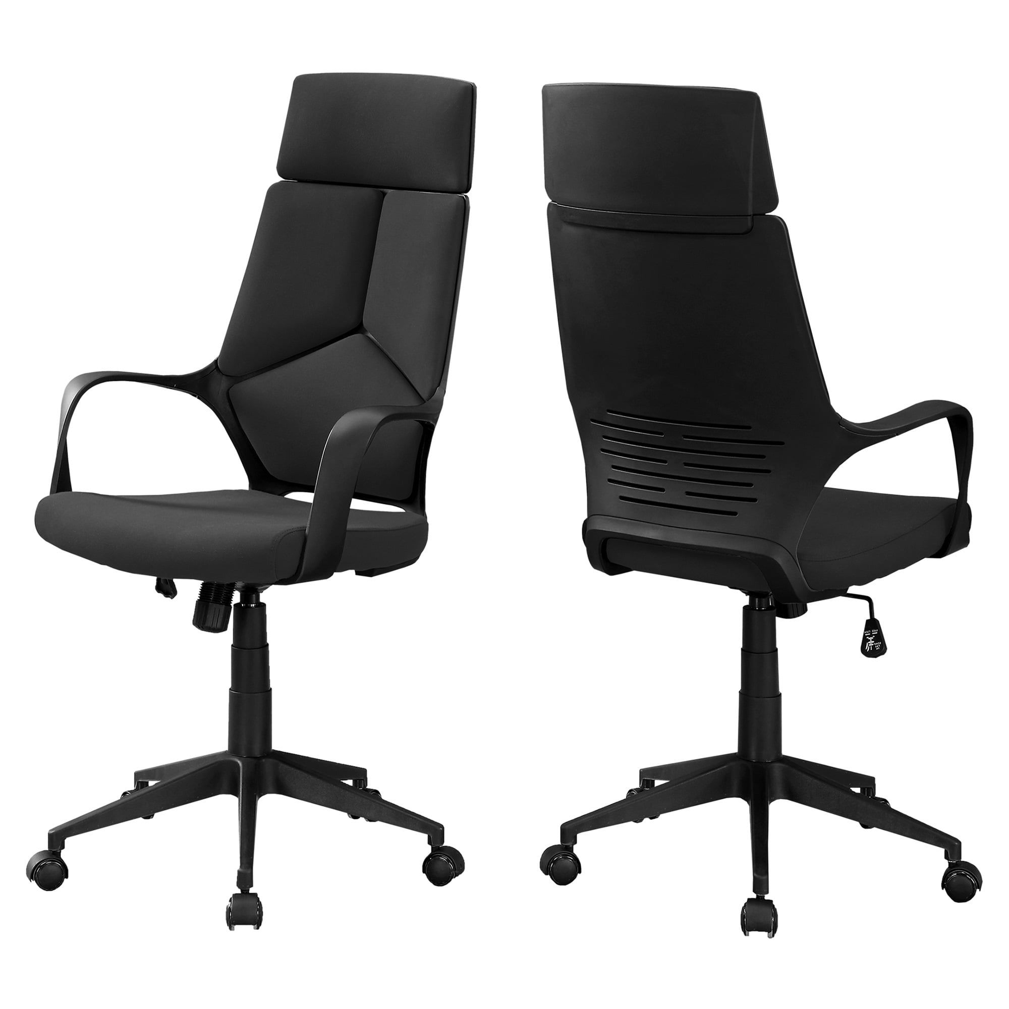 Julia Contemporary High-Back Black Leather & Metal Office Chair