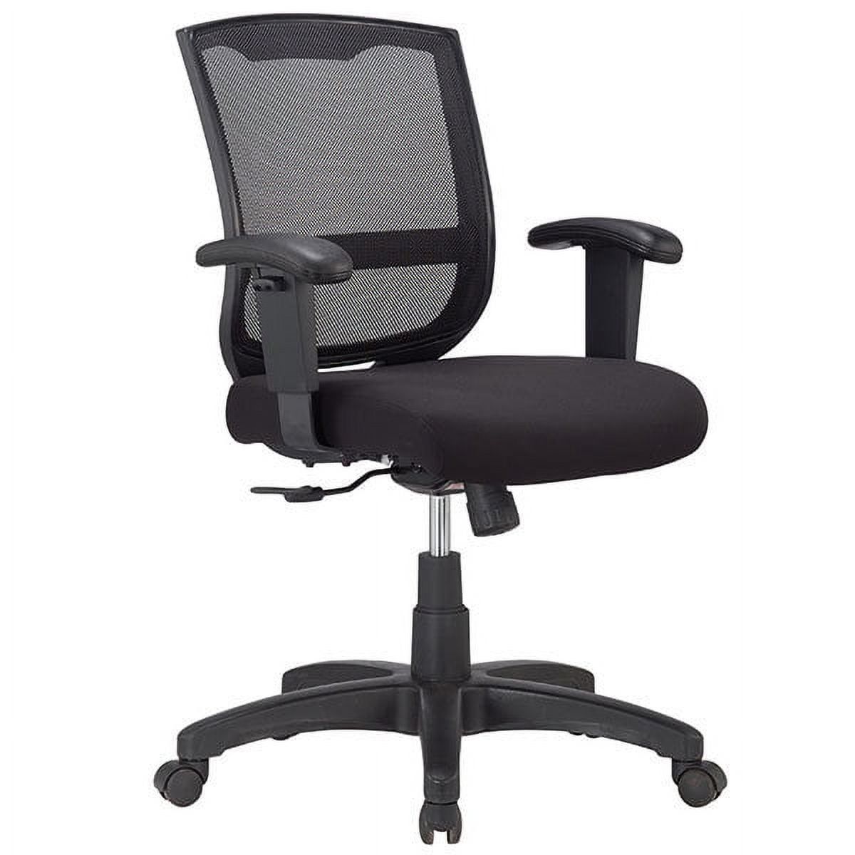 36" High Black Mesh and Fabric Swivel Office Chair with Adjustable Arms