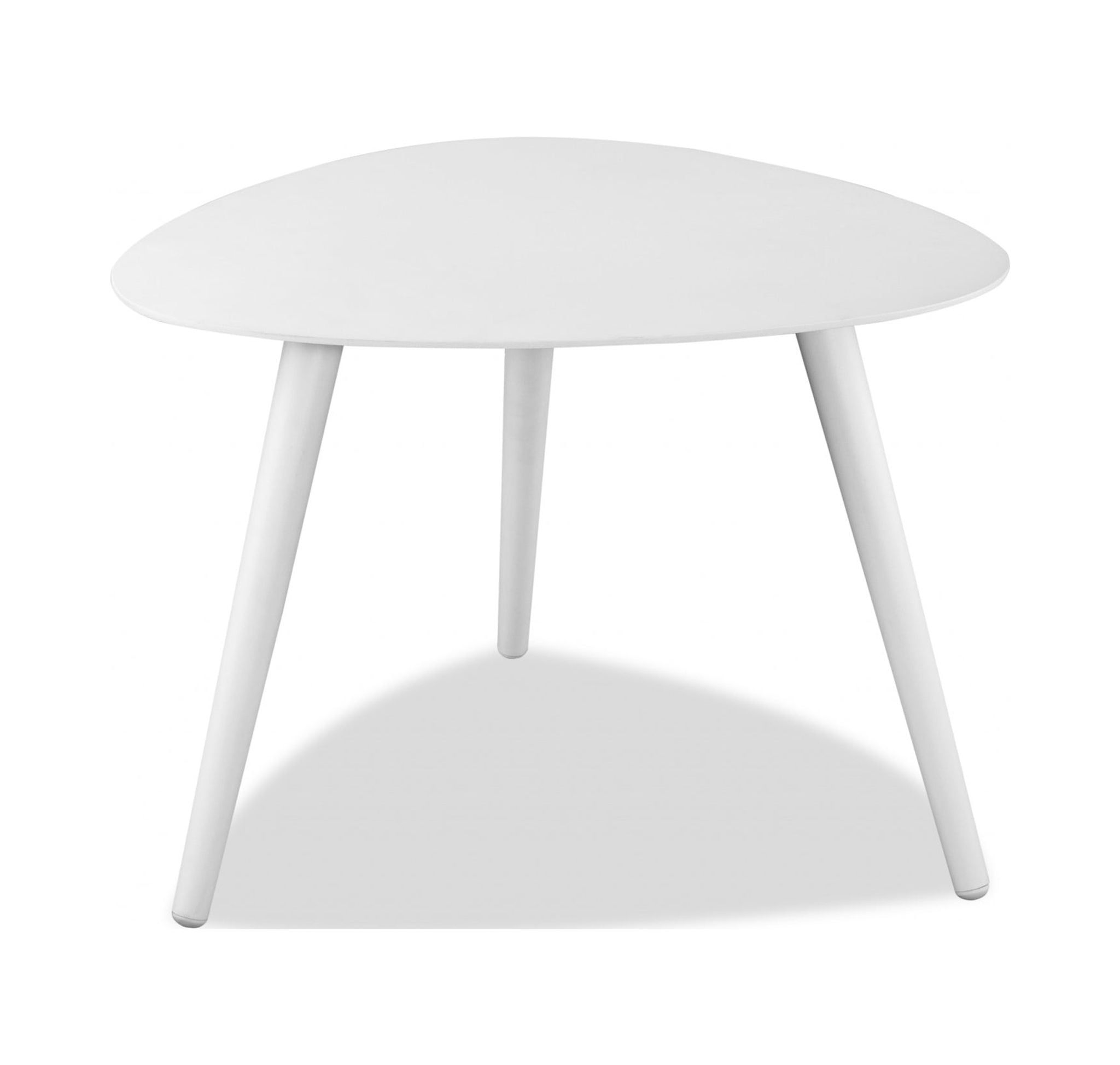 Contemporary Triangular White Stone & Metal Side Table