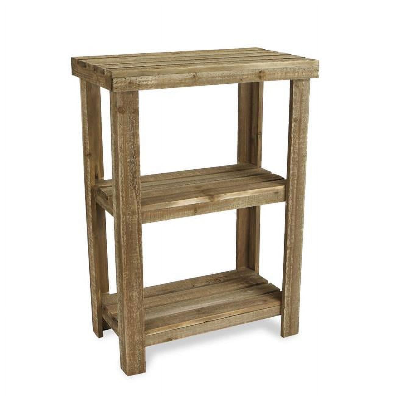 Natural Medium Brown Wood 3-Tier Side Table