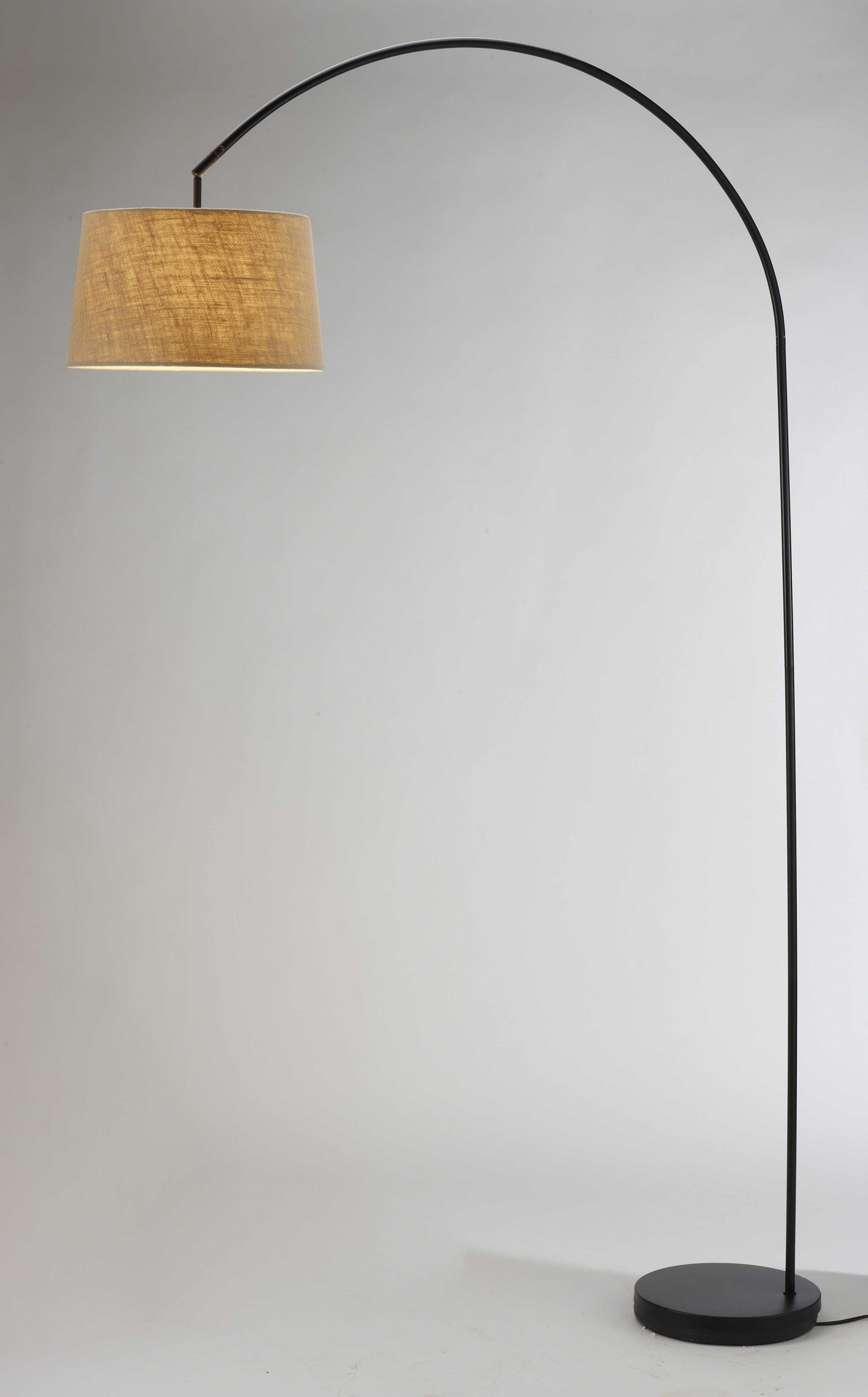 Sweeping Curve Adjustable Arc Floor Lamp with Burlap Shade