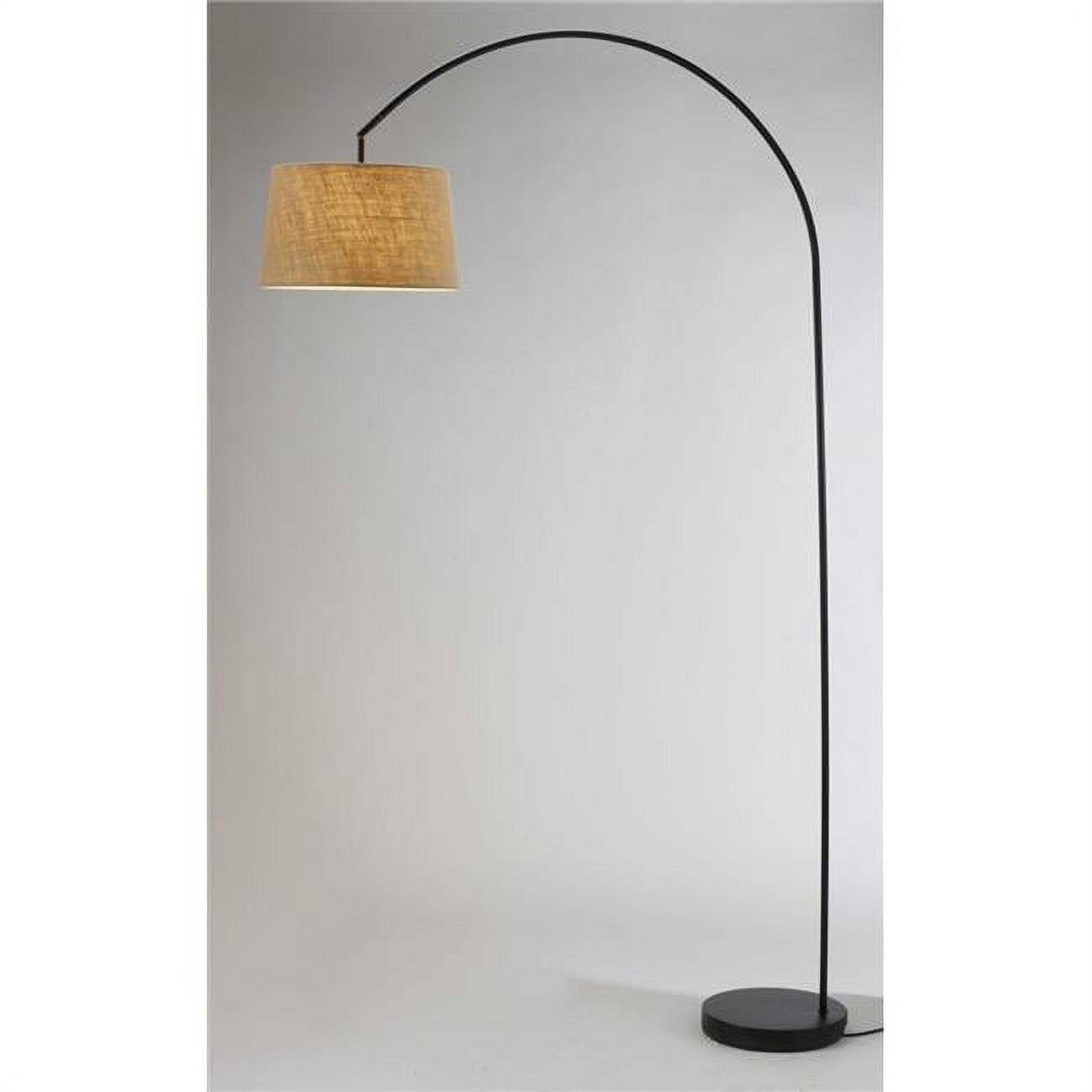 Sweeping Curve Adjustable Arc Floor Lamp with Burlap Shade