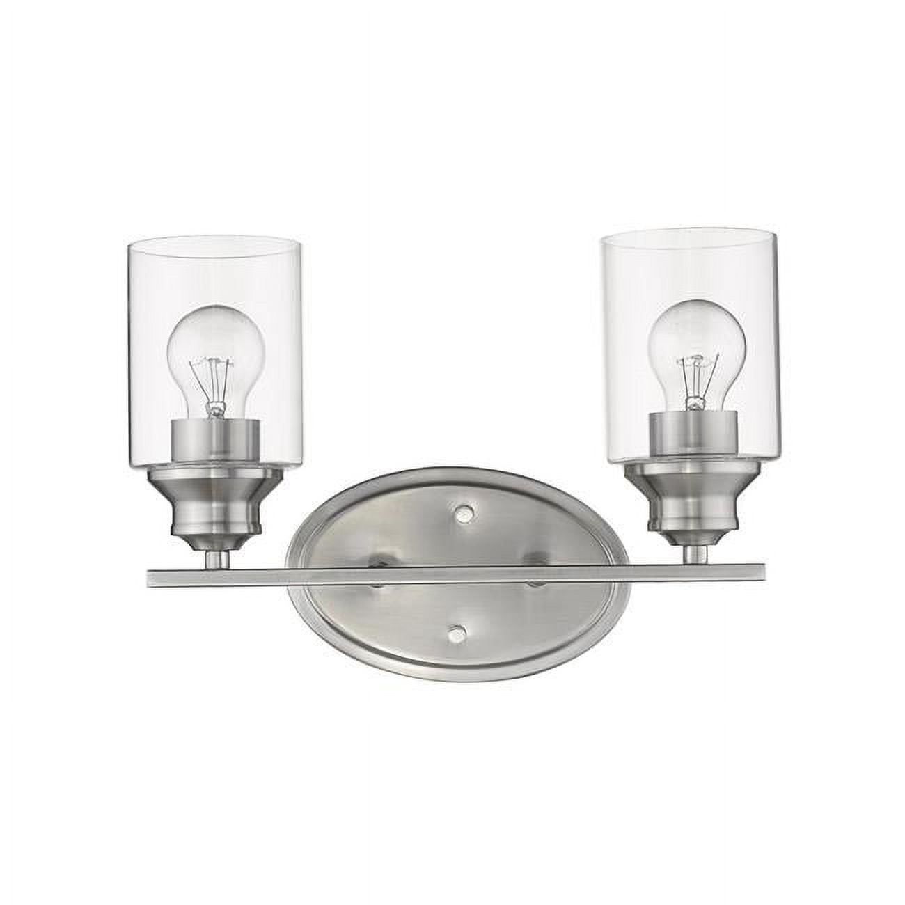 Silver Two-Light Wall Sconce with Clear Glass Shades