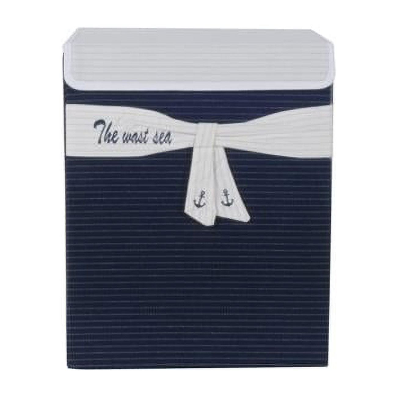 Navy and White Foldable Fabric Storage Basket