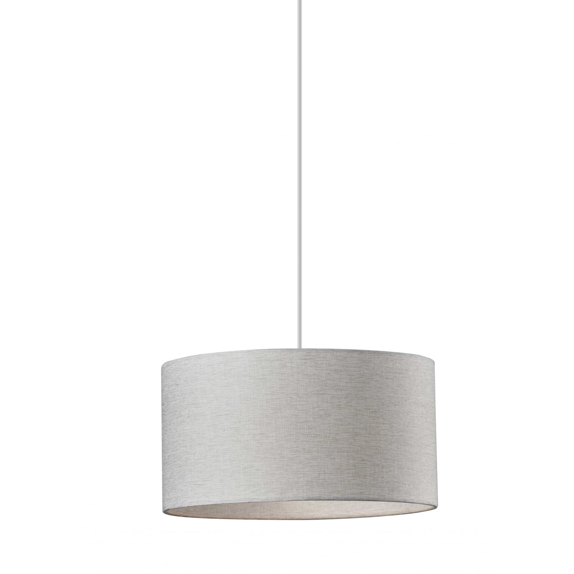 White Fabric Drum Pendant Lamp with Swag Cord