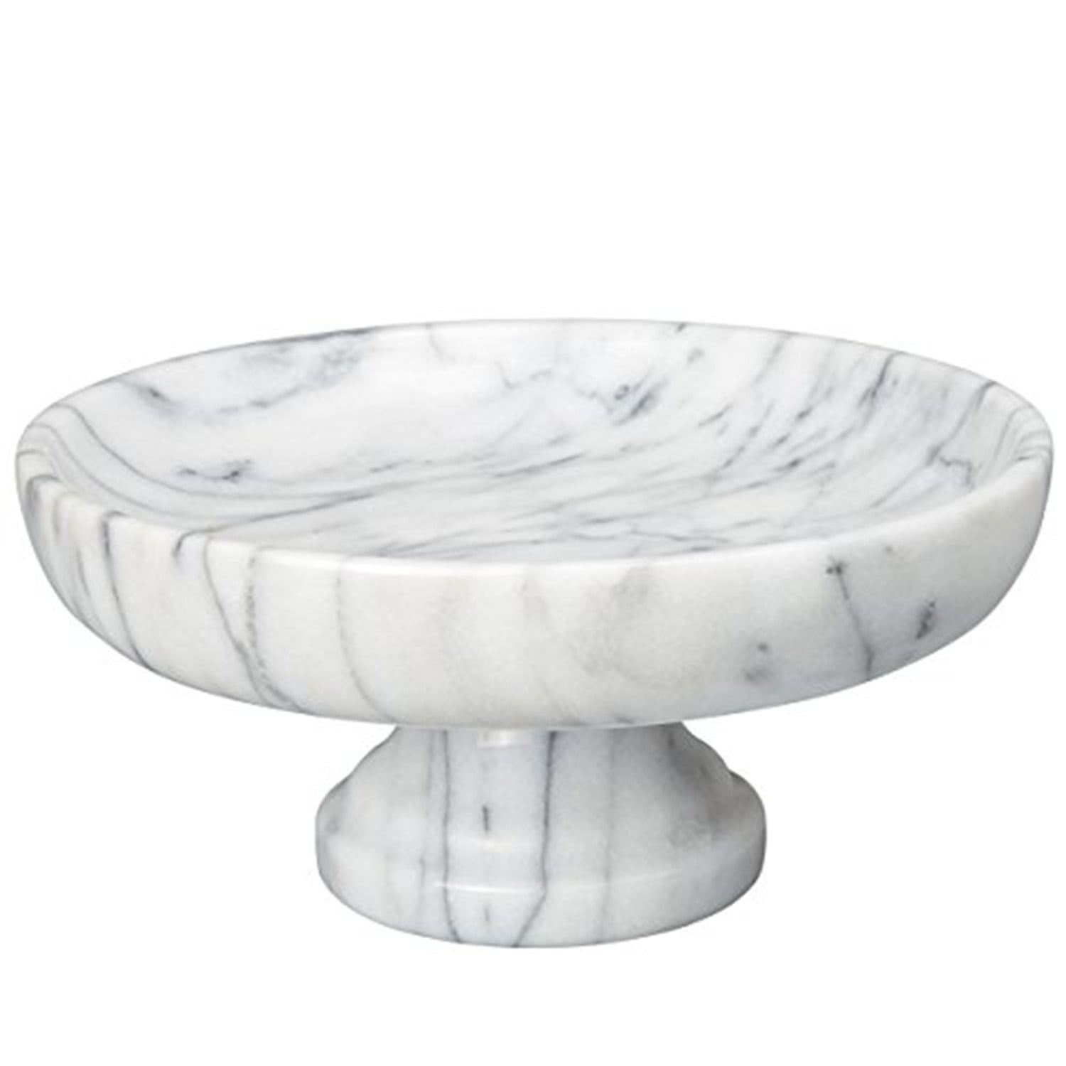 White Marble 10" Pedestal Fruit and Dessert Bowl