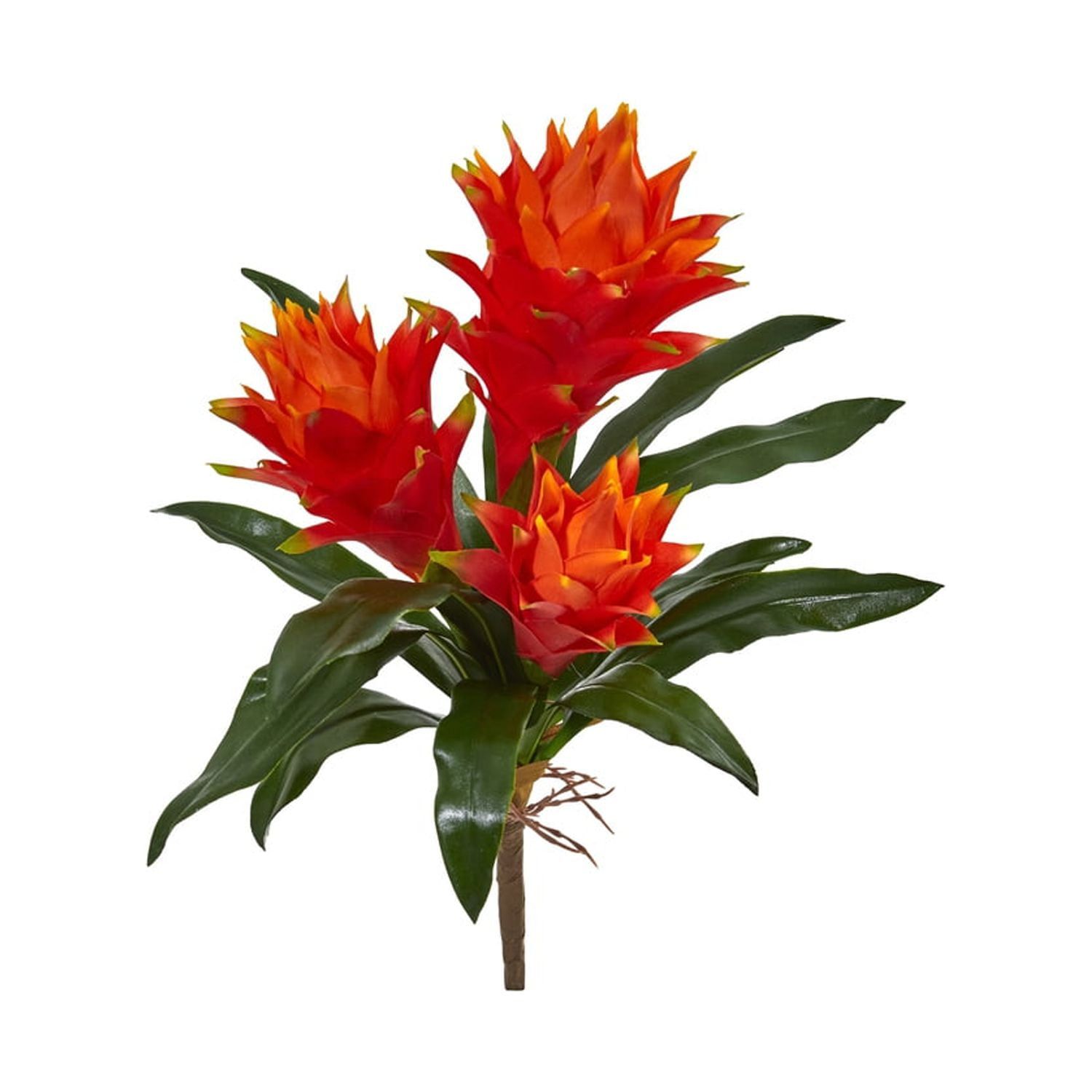 Vibrant Orange Double Bromeliad Artificial Flower Set