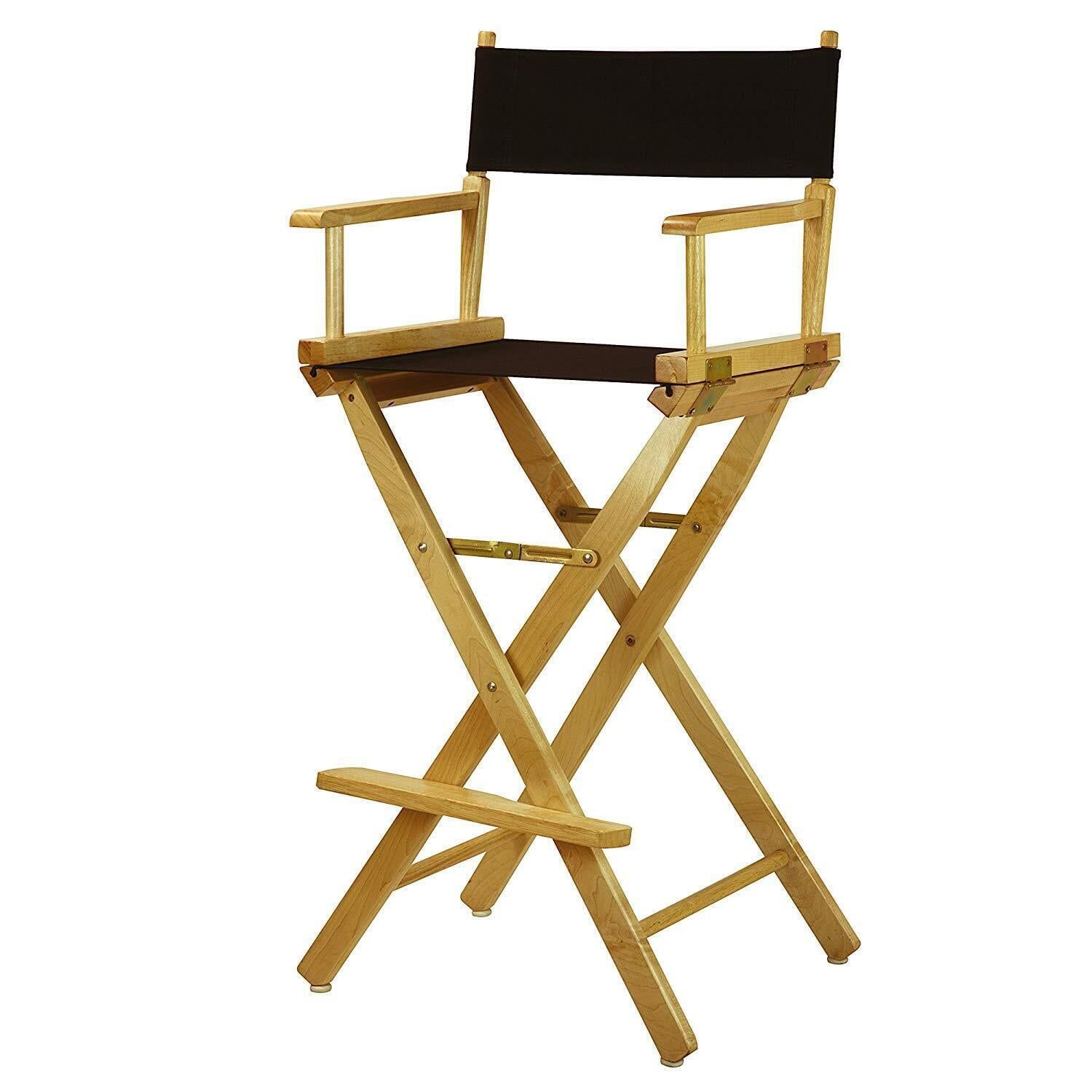 30" Black Canvas and Natural Wood Director's Chair