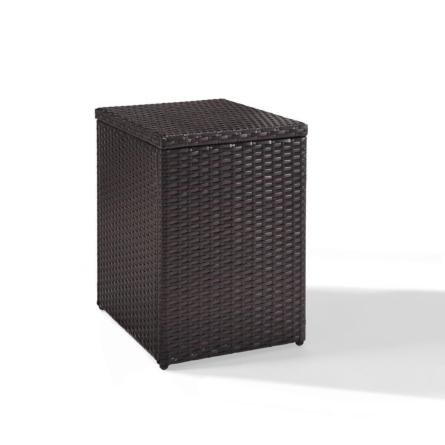 Modern Chic All-Weather Wicker Outdoor Side Table in Dark Brown