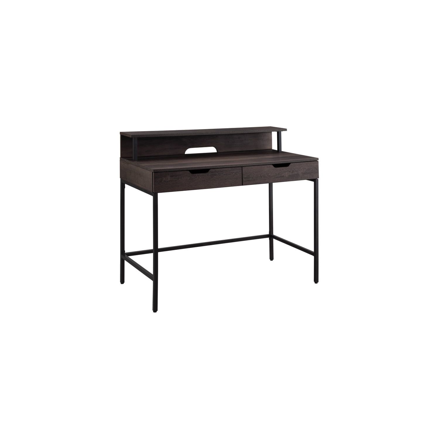 Contempo 40" Brown Wood Grain Computer Desk with Hutch and Drawers