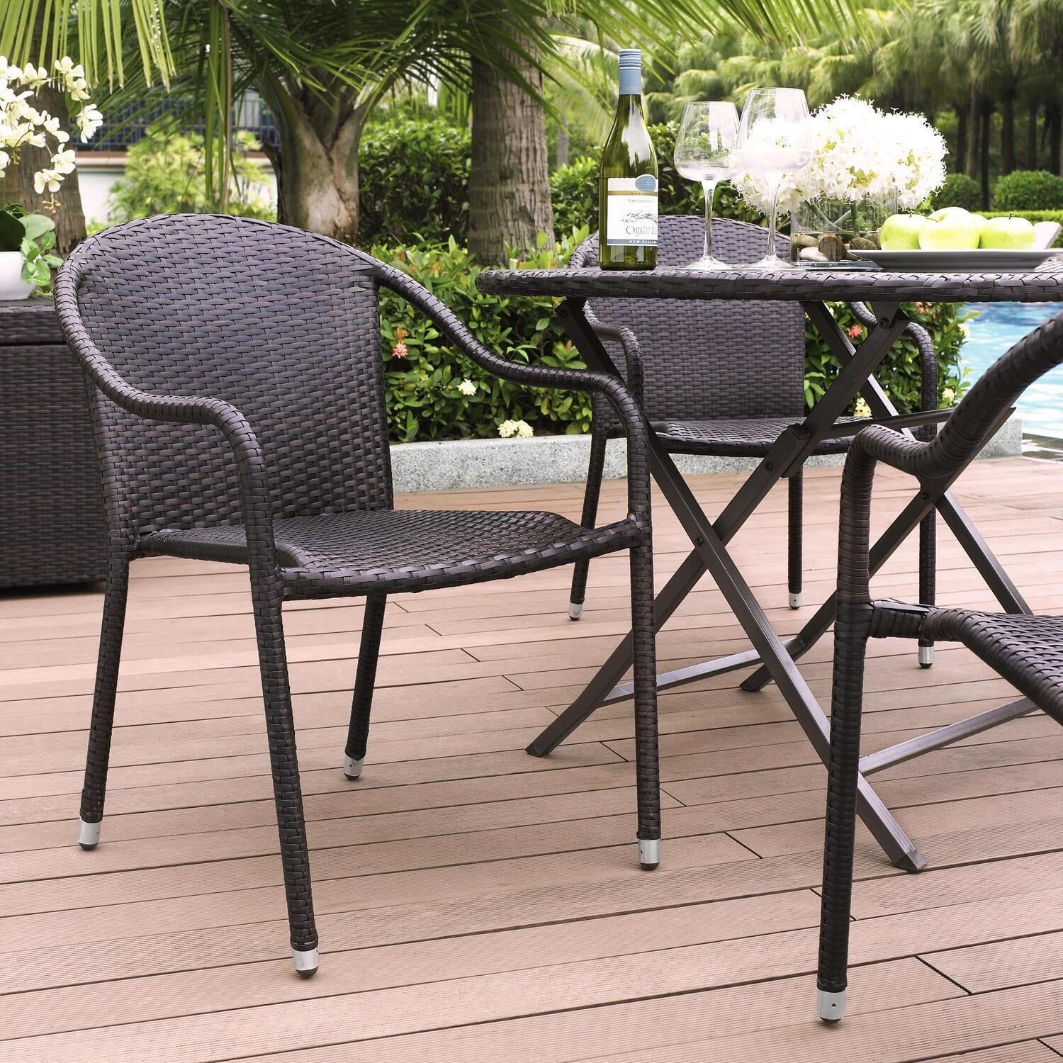 Palm Harbor Black Wicker Outdoor Bistro Chair Set