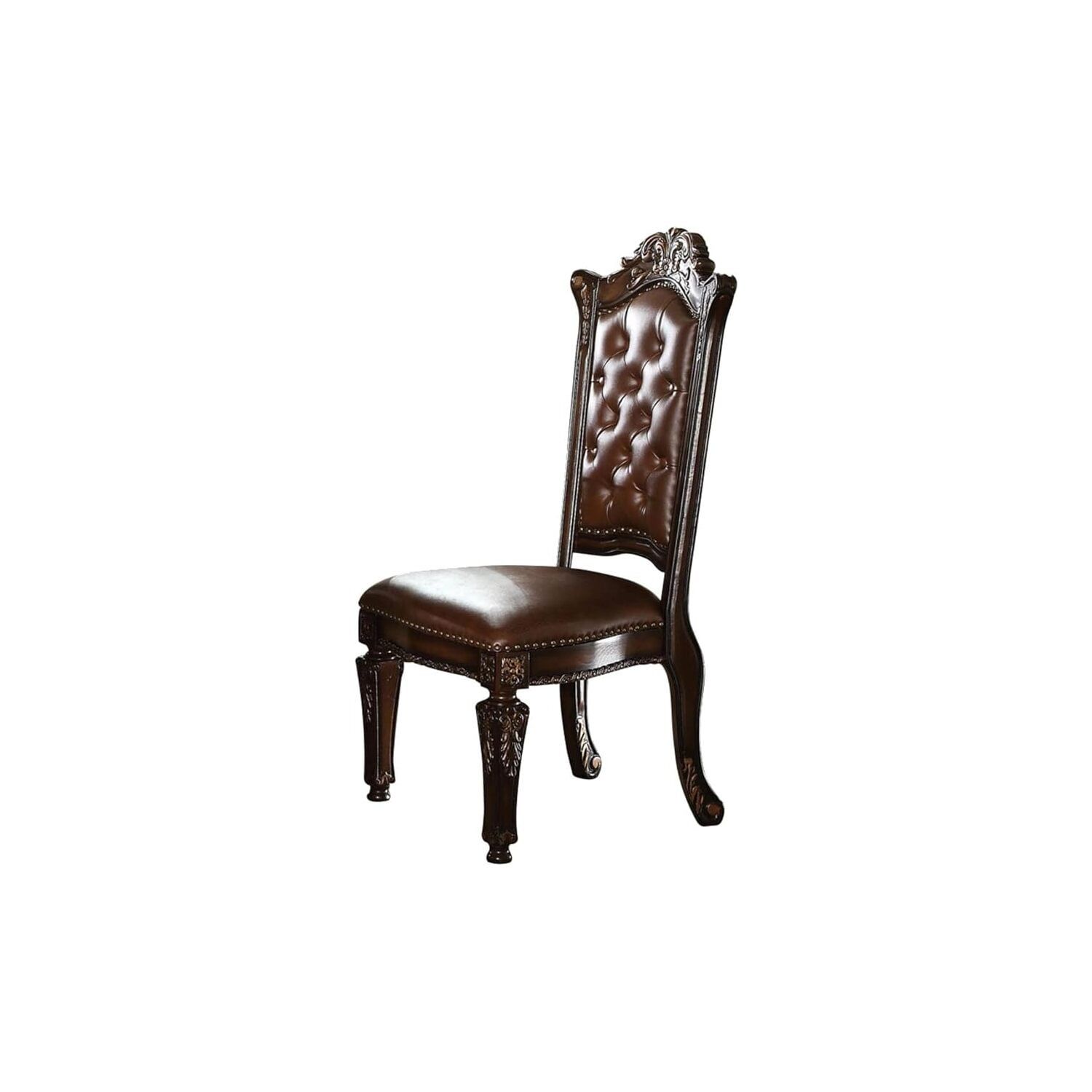 Cherry Upholstered Side Chair with Nailhead Trim