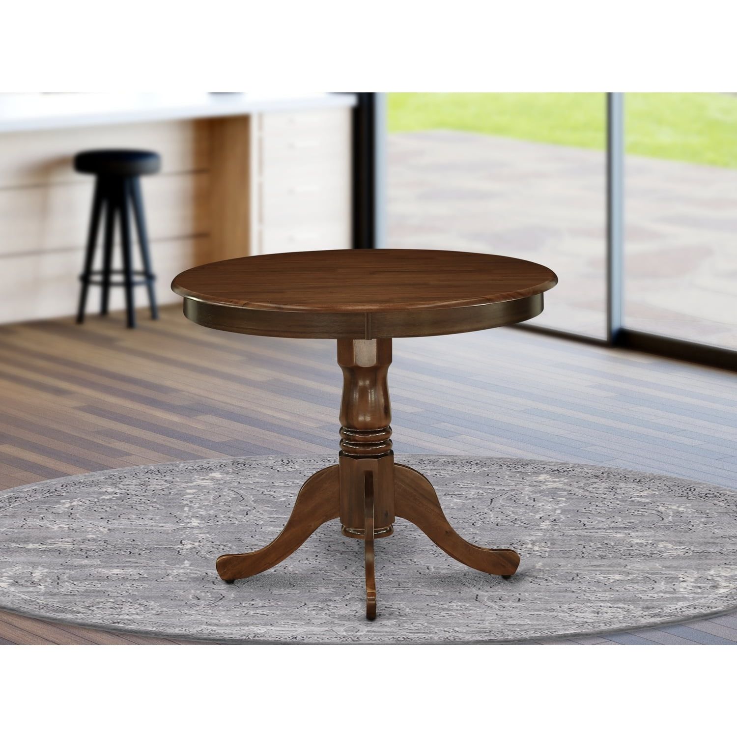 Classic Round Walnut Extendable Dining Table in Traditional Style