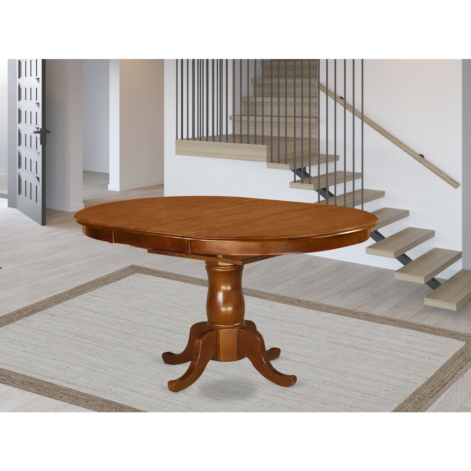 Saddle Brown 60" Round Extendable Wood Dining Table