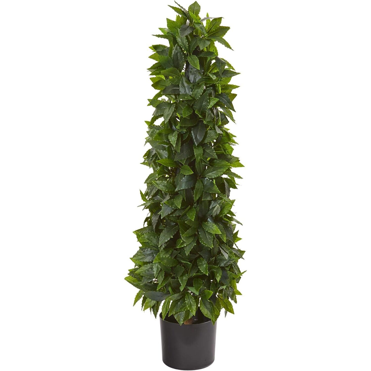 3-Foot Sweet Bay Cone Topiary Artificial Tree in Black Planter