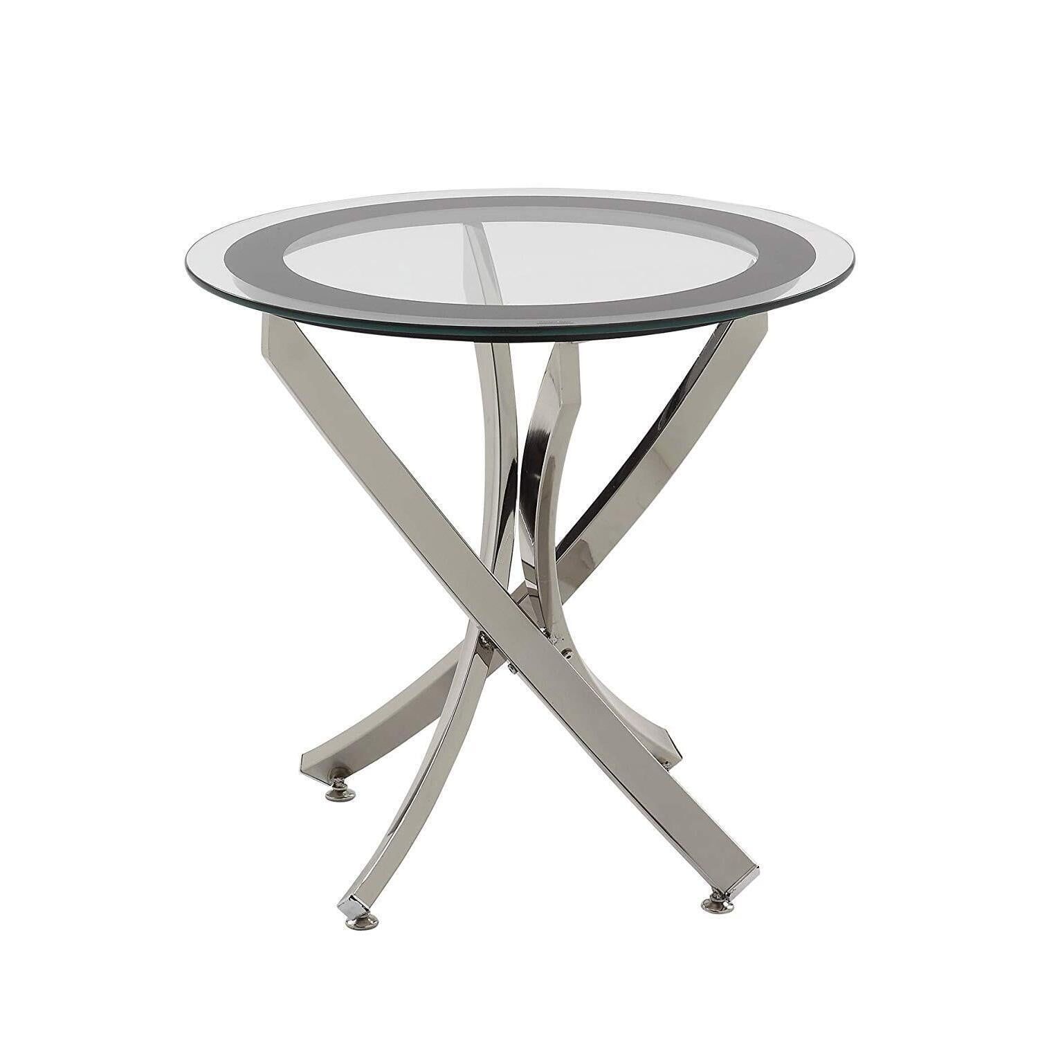 Round Chrome and Glass Modern End Table