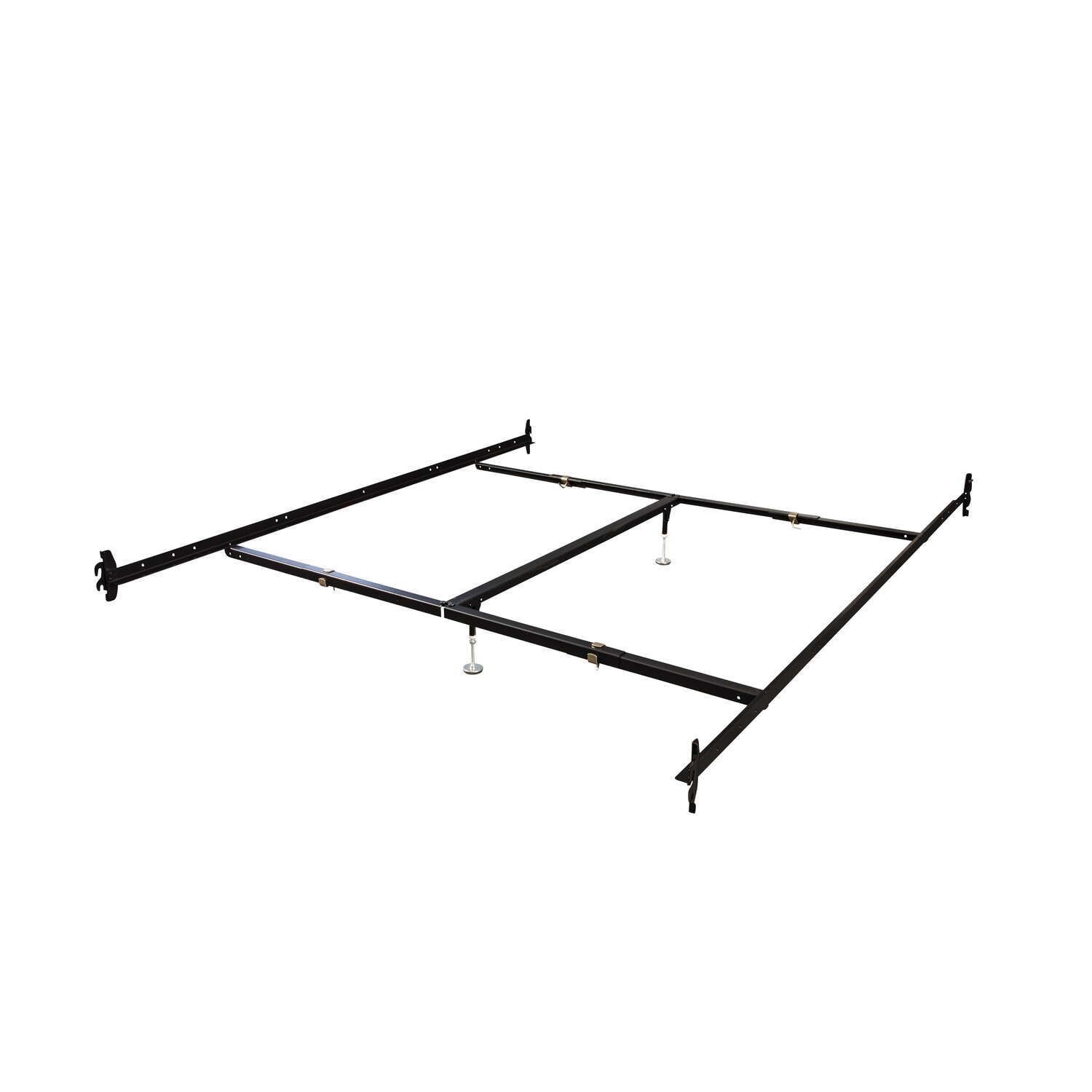 California King Black Steel Bed Rails with Center Support