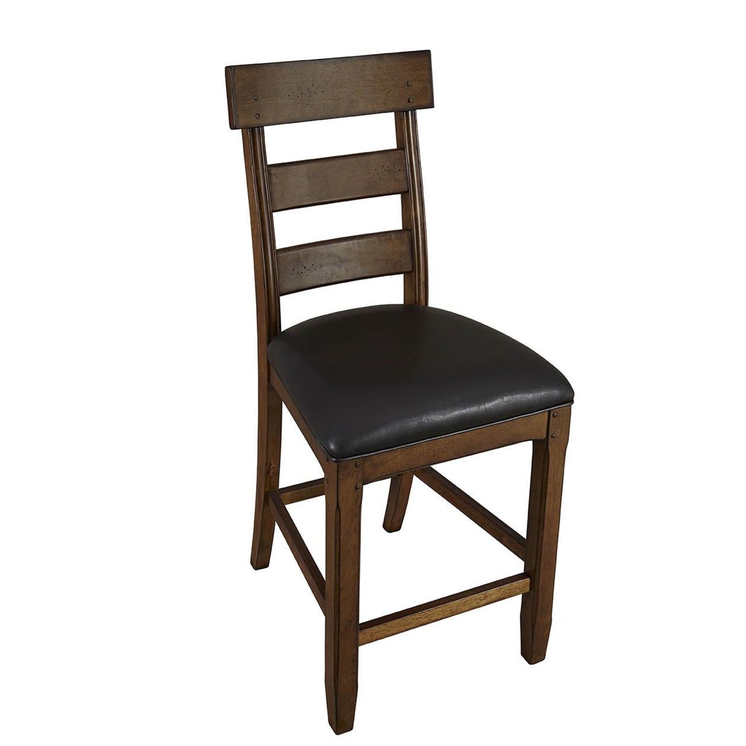 Warm Pecan Solid Mango Ladderback Bar Stool with Upholstered Seat