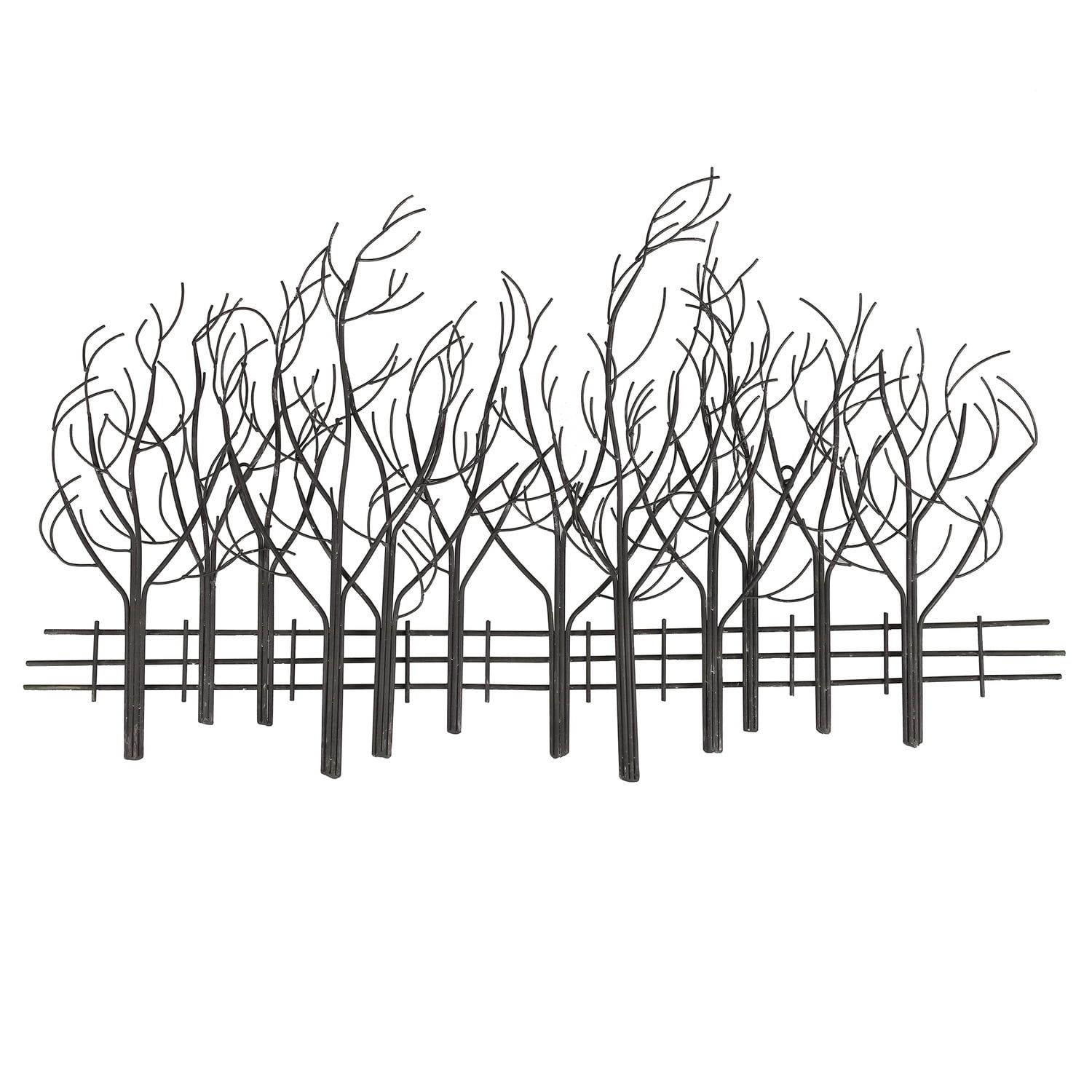 Black and White Metal Landscape Tree Wall Sculpture