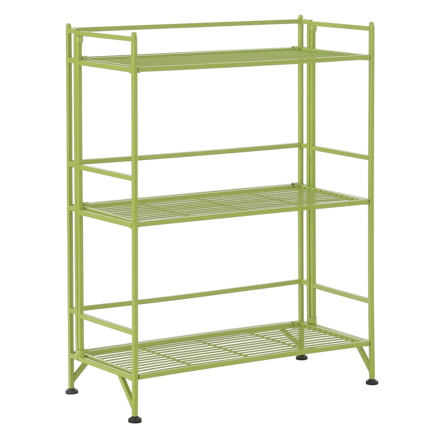 Adjustable Lime 3-Tier Wide Folding Metal Storage Shelf