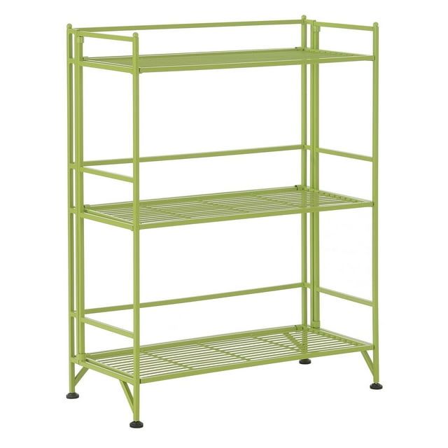 Adjustable Lime 3-Tier Wide Folding Metal Storage Shelf